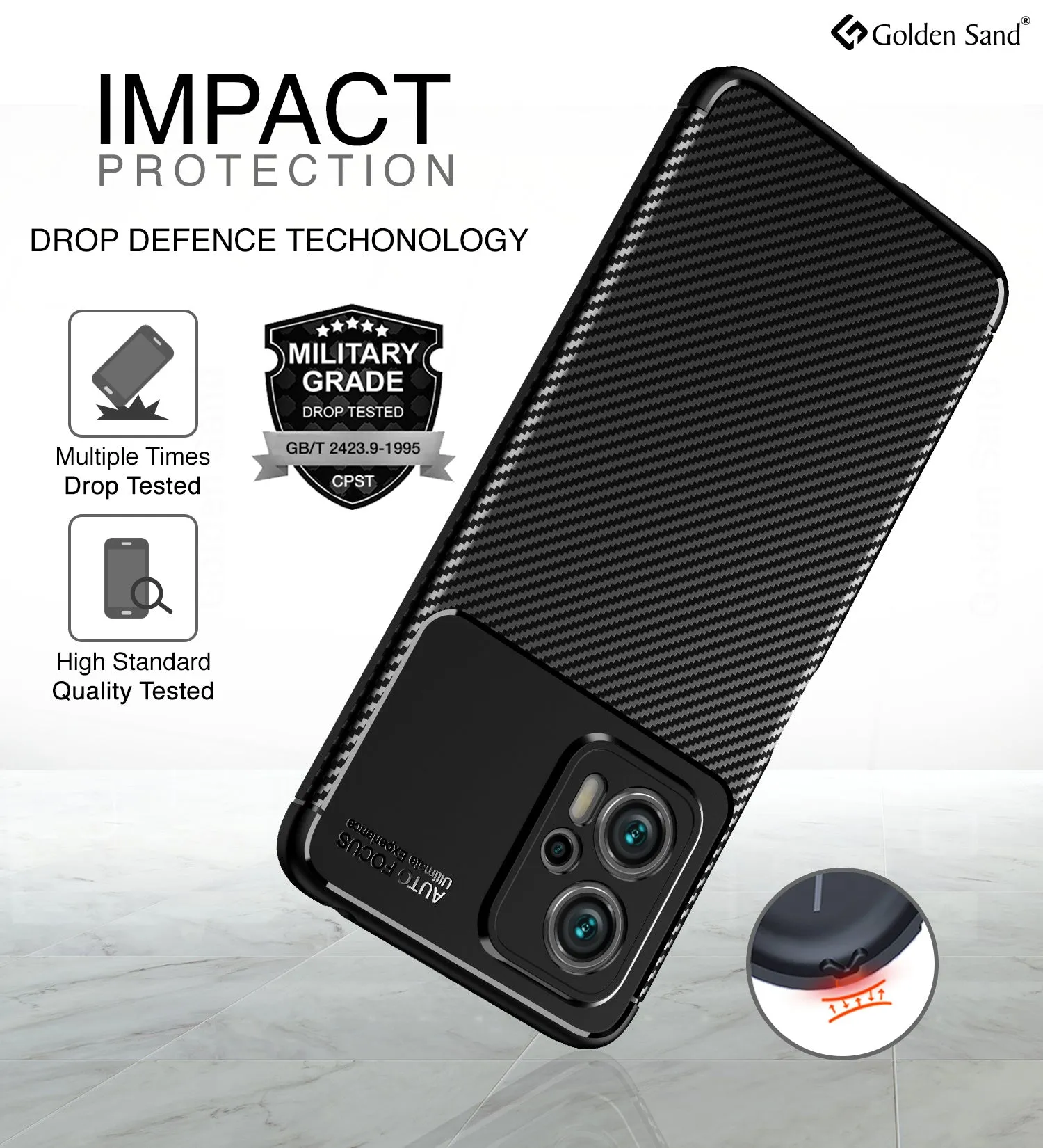 Aramid Fibre Series Shockproof Armor Back Cover for Redmi K50i, 6.6 inch, Black