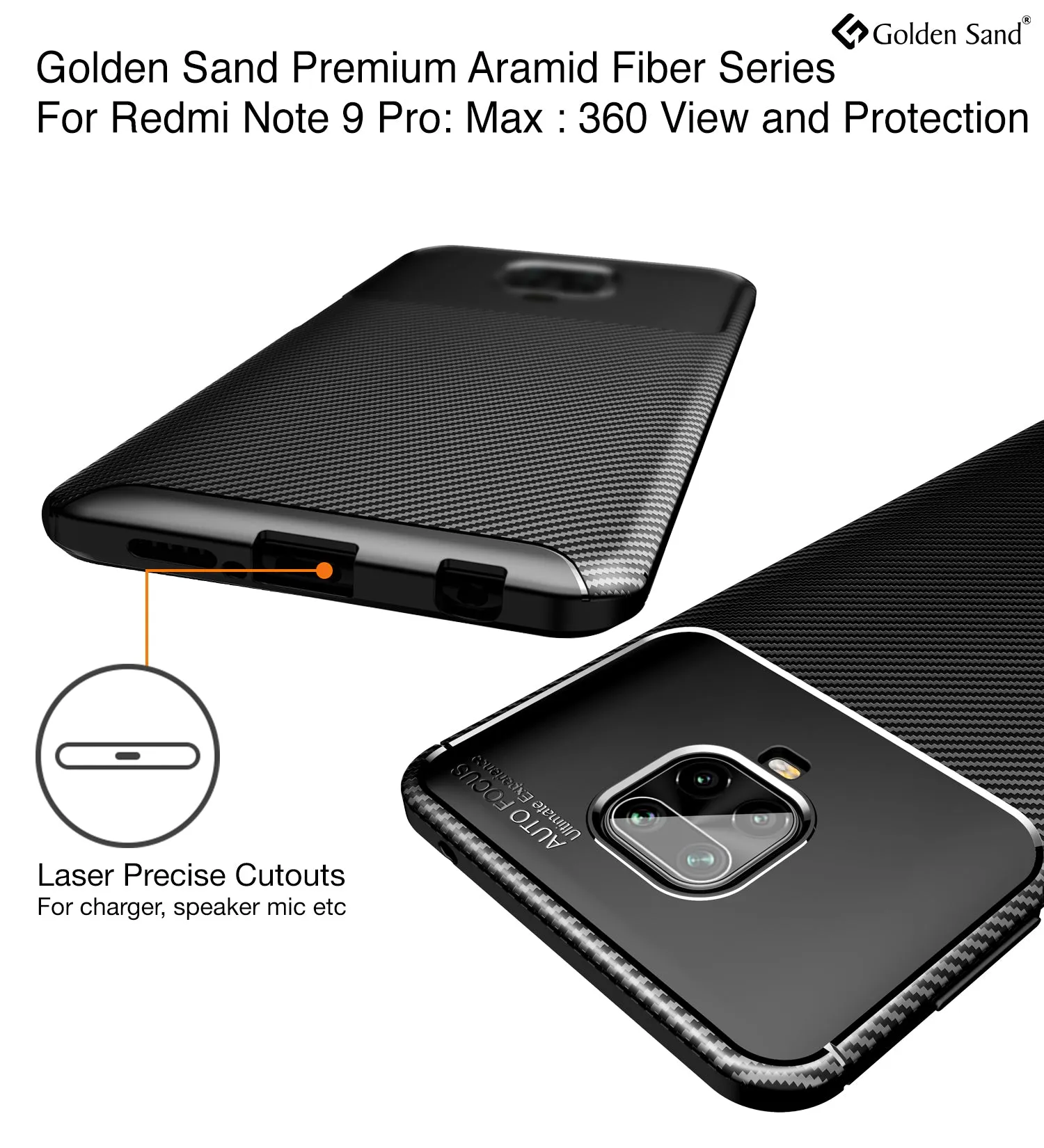 Aramid Fibre Series Shockproof Armor Back Cover for Redmi Note 10 Lite, Poco M2 Pro, Xiaomi Redmi Note 9 Pro, Note 9 Pro Max, Black