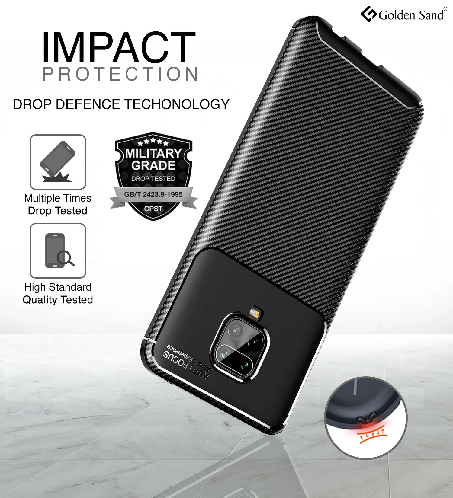 Aramid Fibre Series Shockproof Armor Back Cover for Redmi Note 10 Lite, Poco M2 Pro, Xiaomi Redmi Note 9 Pro, Note 9 Pro Max, Black
