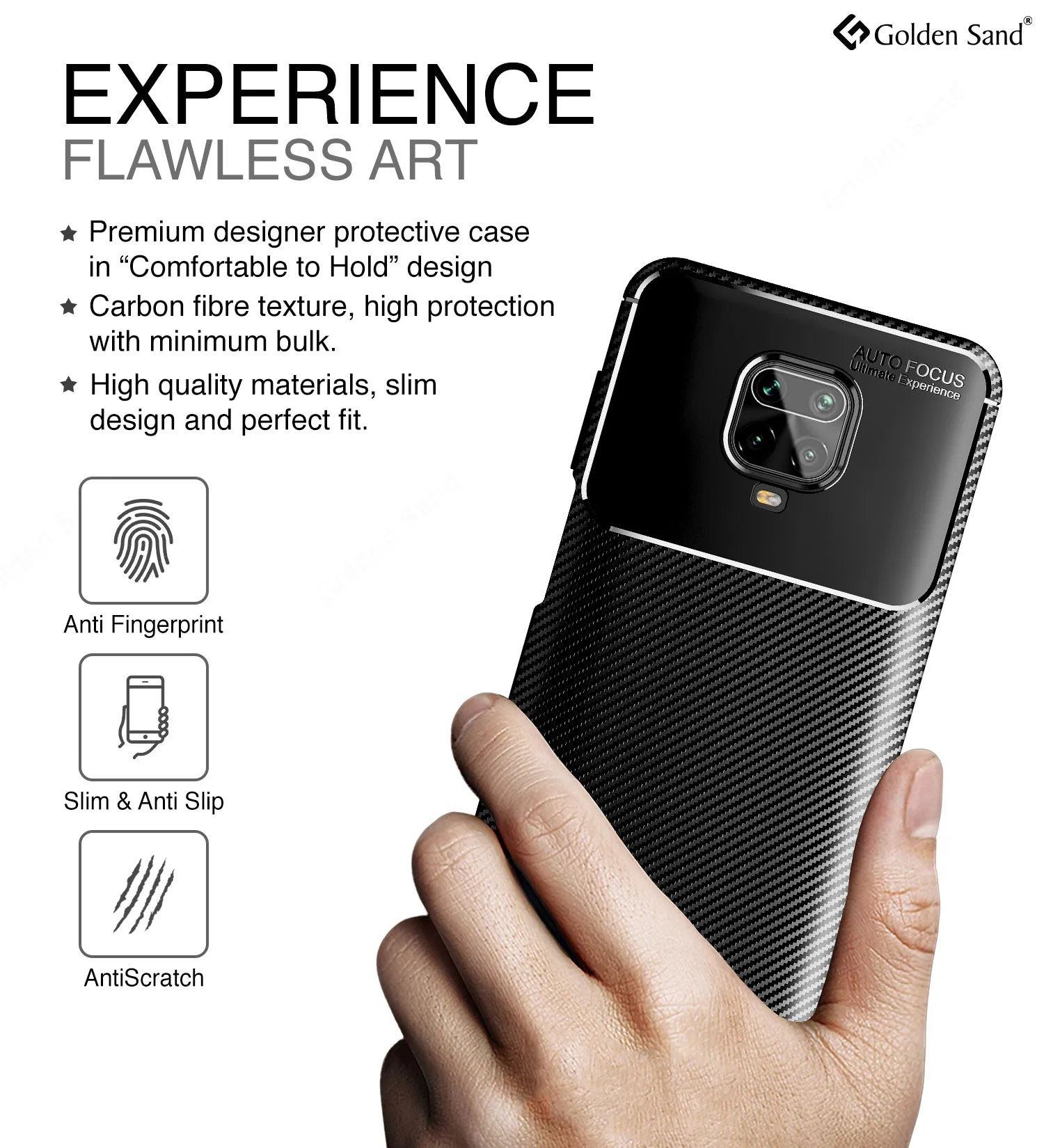 Aramid Fibre Series Shockproof Armor Back Cover for Redmi Note 10 Lite, Poco M2 Pro, Xiaomi Redmi Note 9 Pro, Note 9 Pro Max, Black