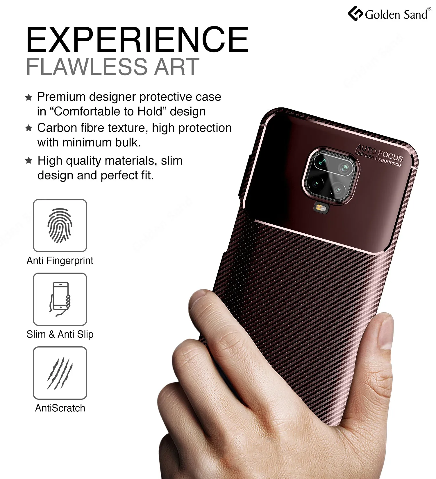 Aramid Fibre Series Shockproof Armor Back Cover for Redmi Note 10 Lite, Xiaomi Redmi Note 9 Pro, Note 9 Pro Max, Poco M2 Pro, Brown