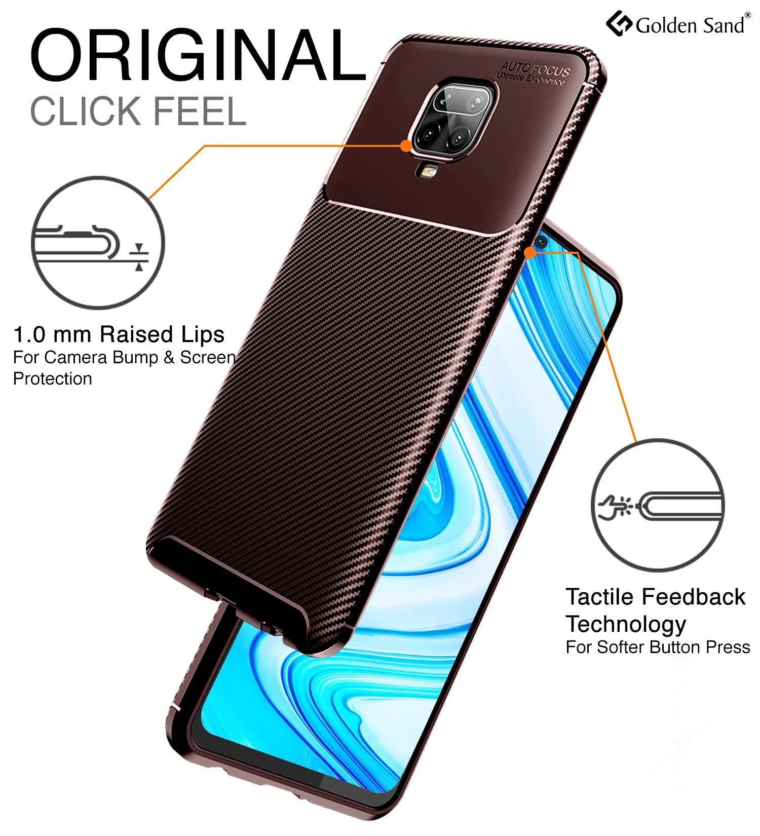 Aramid Fibre Series Shockproof Armor Back Cover for Redmi Note 10 Lite, Xiaomi Redmi Note 9 Pro, Note 9 Pro Max, Poco M2 Pro, Brown