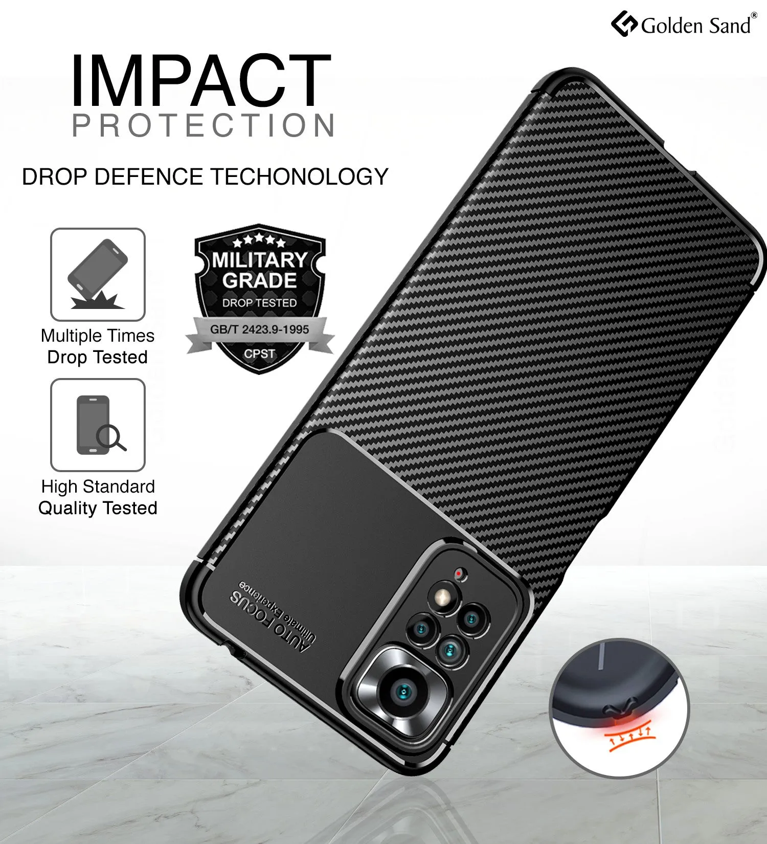 Aramid Fibre Series Shockproof Armor Back Cover for Redmi Note 11 Pro 4G, Redmi Note 11 Pro  Plus 5G, 6.67 inch, Black
