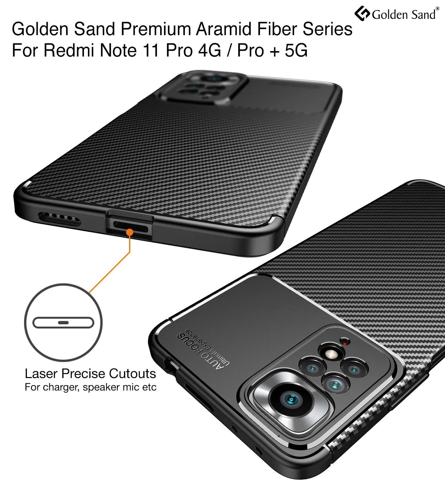 Aramid Fibre Series Shockproof Armor Back Cover for Redmi Note 11 Pro 4G, Redmi Note 11 Pro  Plus 5G, 6.67 inch, Black