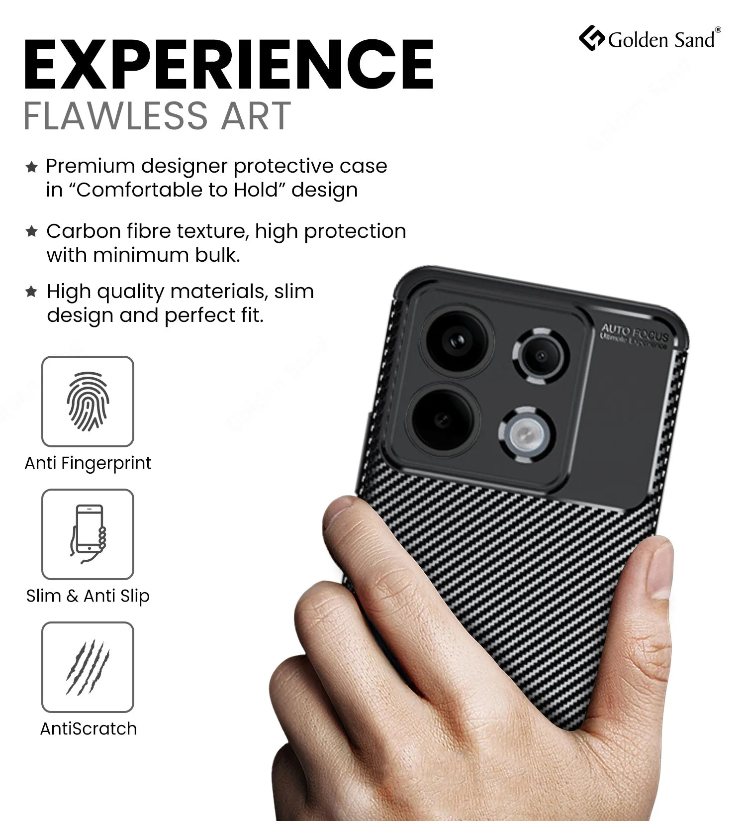Aramid Fibre Series Shockproof Armor Back Cover for Redmi Note 13 Pro 5G, POCO X6 5G, 6.67 inch, Black