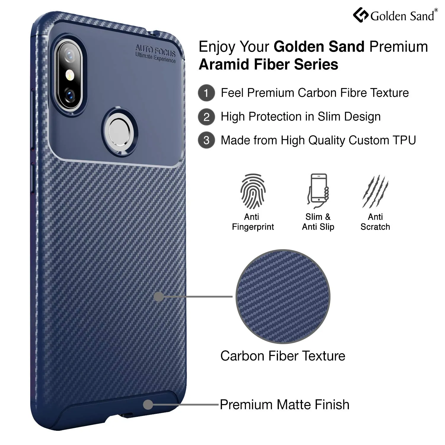Aramid Fibre Series Shockproof Armor Back Cover for Redmi Note 6 Pro, 6.26 inch, Blue