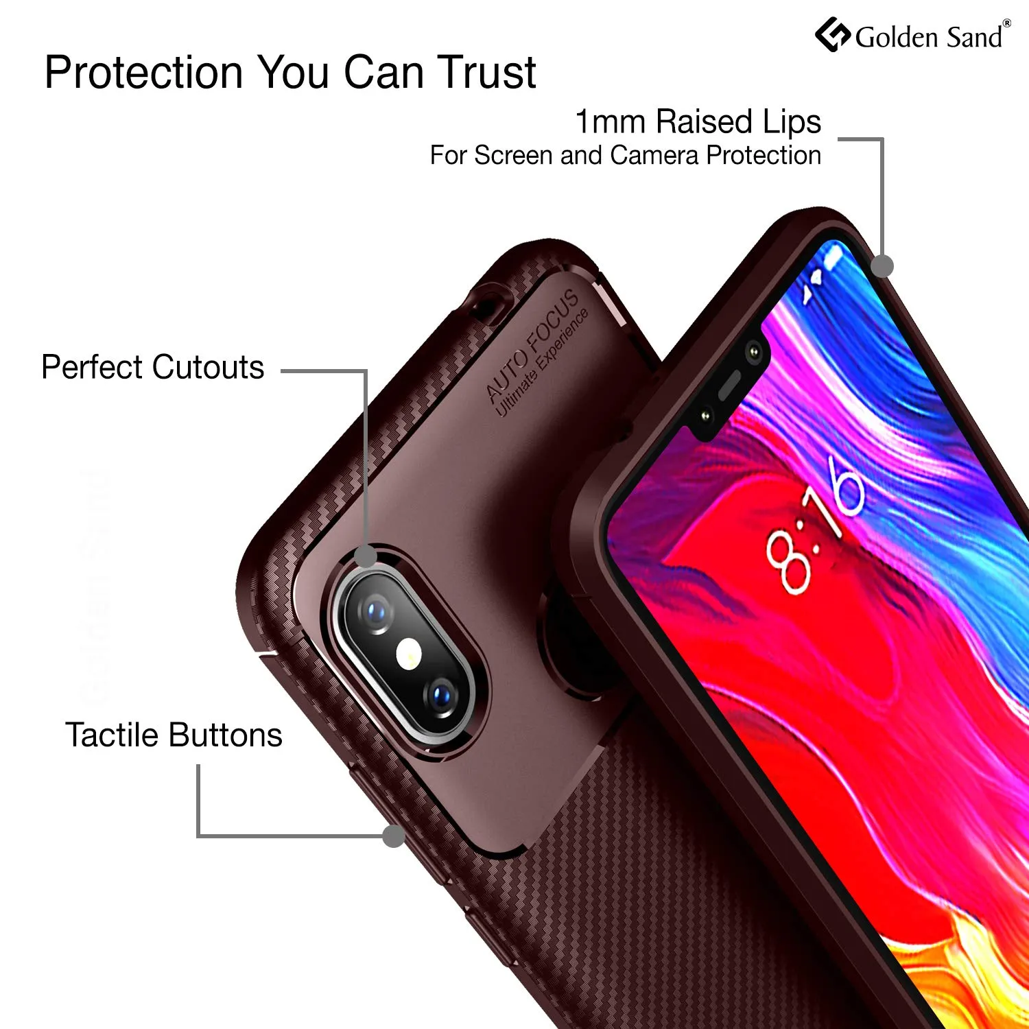 Aramid Fibre Series Shockproof Armor Back Cover for Redmi Note 6 Pro, 6.26 inch, Brown