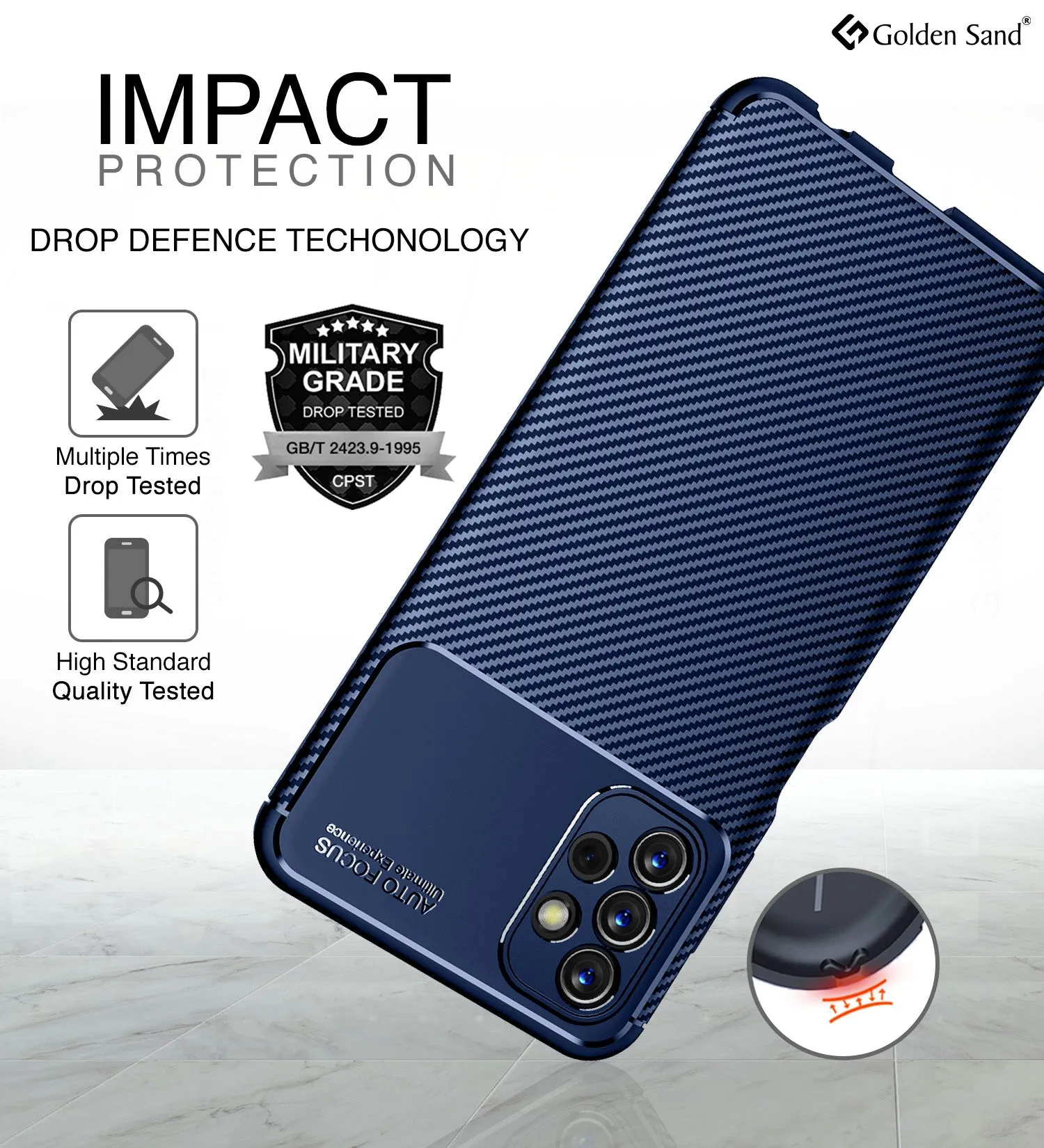 Aramid Fibre Series Shockproof Armor Back Cover for Samsung Galaxy A13 4G, 6.6 inch, Blue