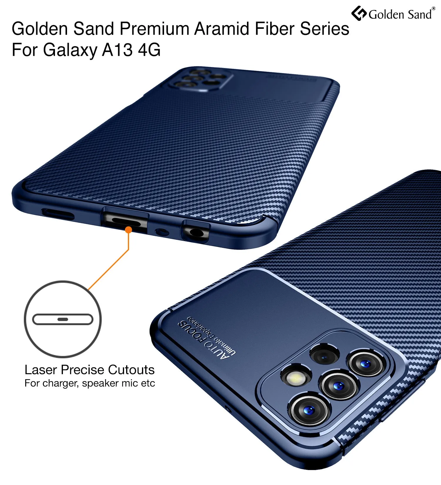 Aramid Fibre Series Shockproof Armor Back Cover for Samsung Galaxy A13 4G, 6.6 inch, Blue