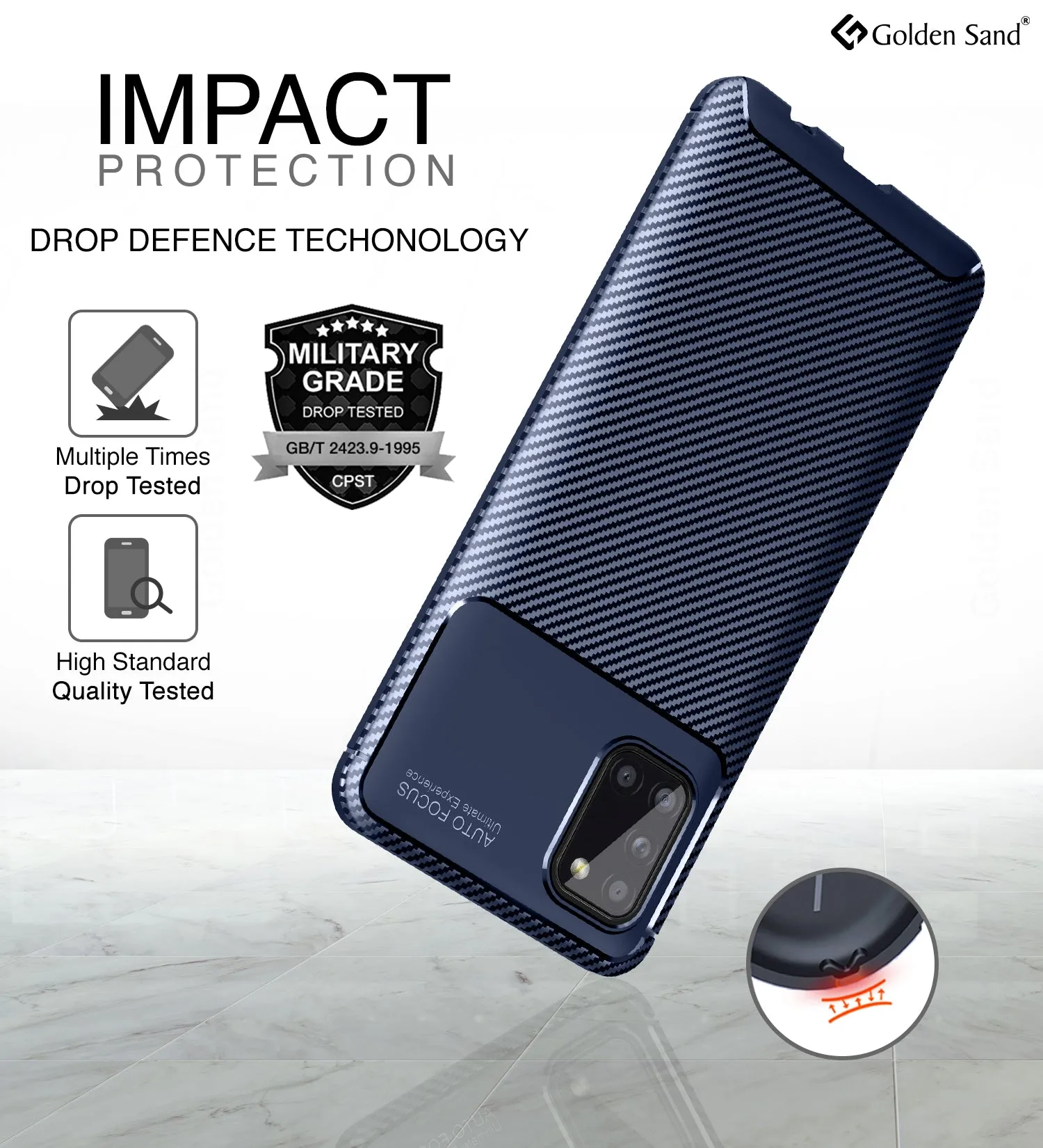 Aramid Fibre Series Shockproof Armor Back Cover for Samsung Galaxy A31 6.4 inch, Blue