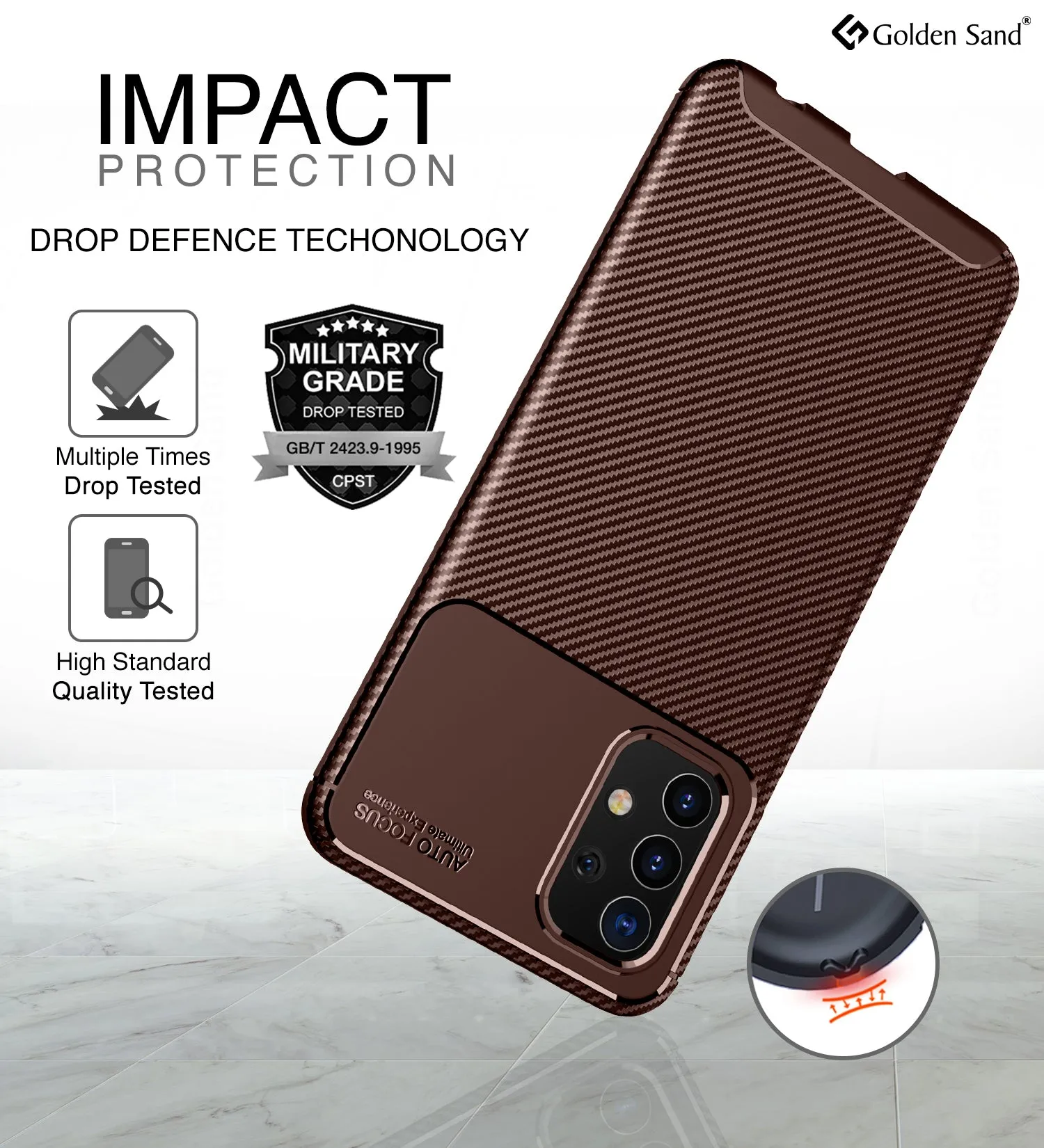 Aramid Fibre Series Shockproof Armor Back Cover for Samsung Galaxy A32 4G, 6.4 inch, Brown