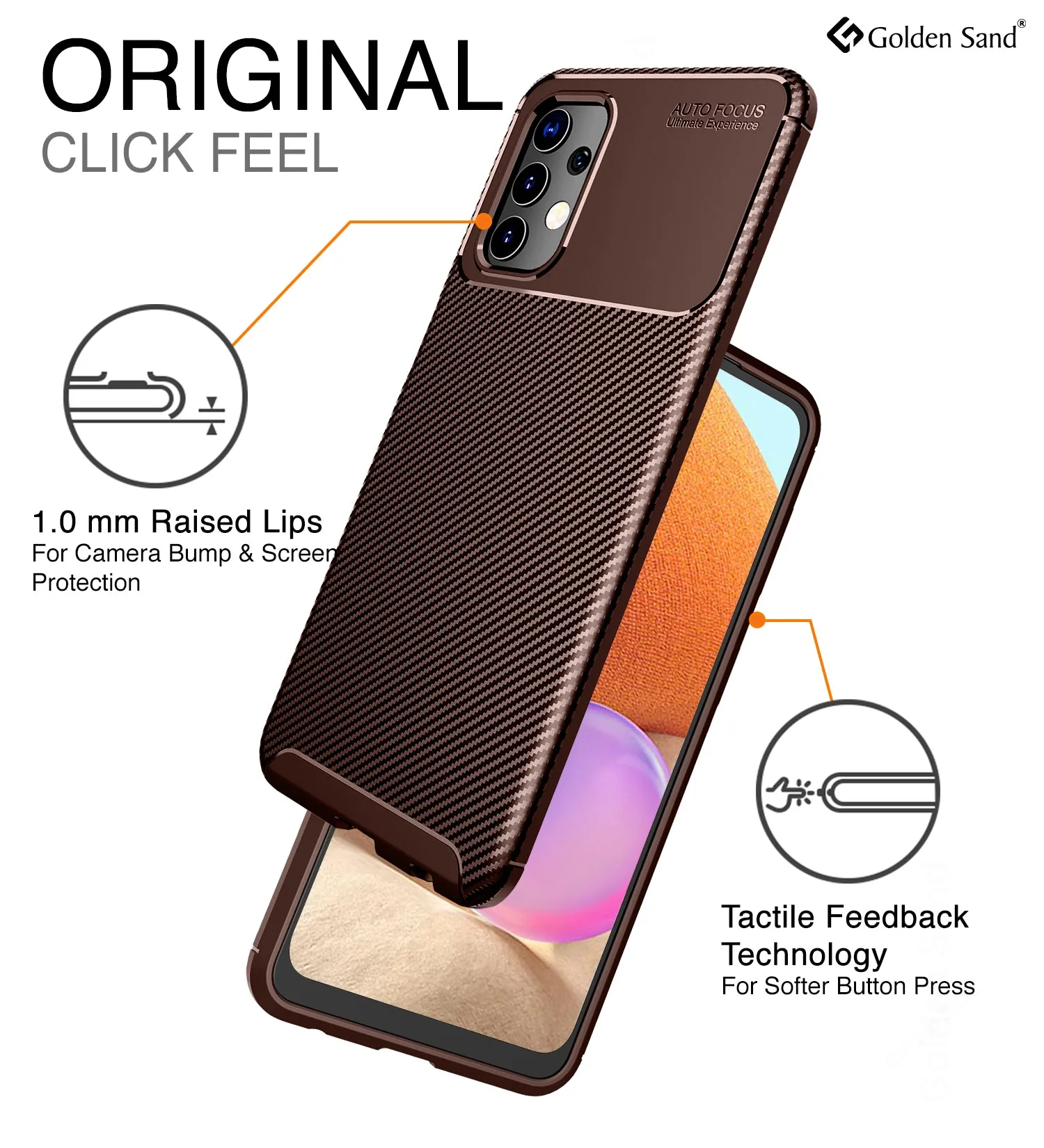 Aramid Fibre Series Shockproof Armor Back Cover for Samsung Galaxy A32 4G, 6.4 inch, Brown