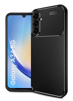 Aramid Fibre Series Shockproof Armor Back Cover for Samsung Galaxy A34 5G, 6.6 inch, Black