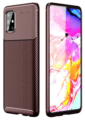 Aramid Fibre Series Shockproof Armor Back Cover for Samsung Galaxy A51 6.5 inch, Brown