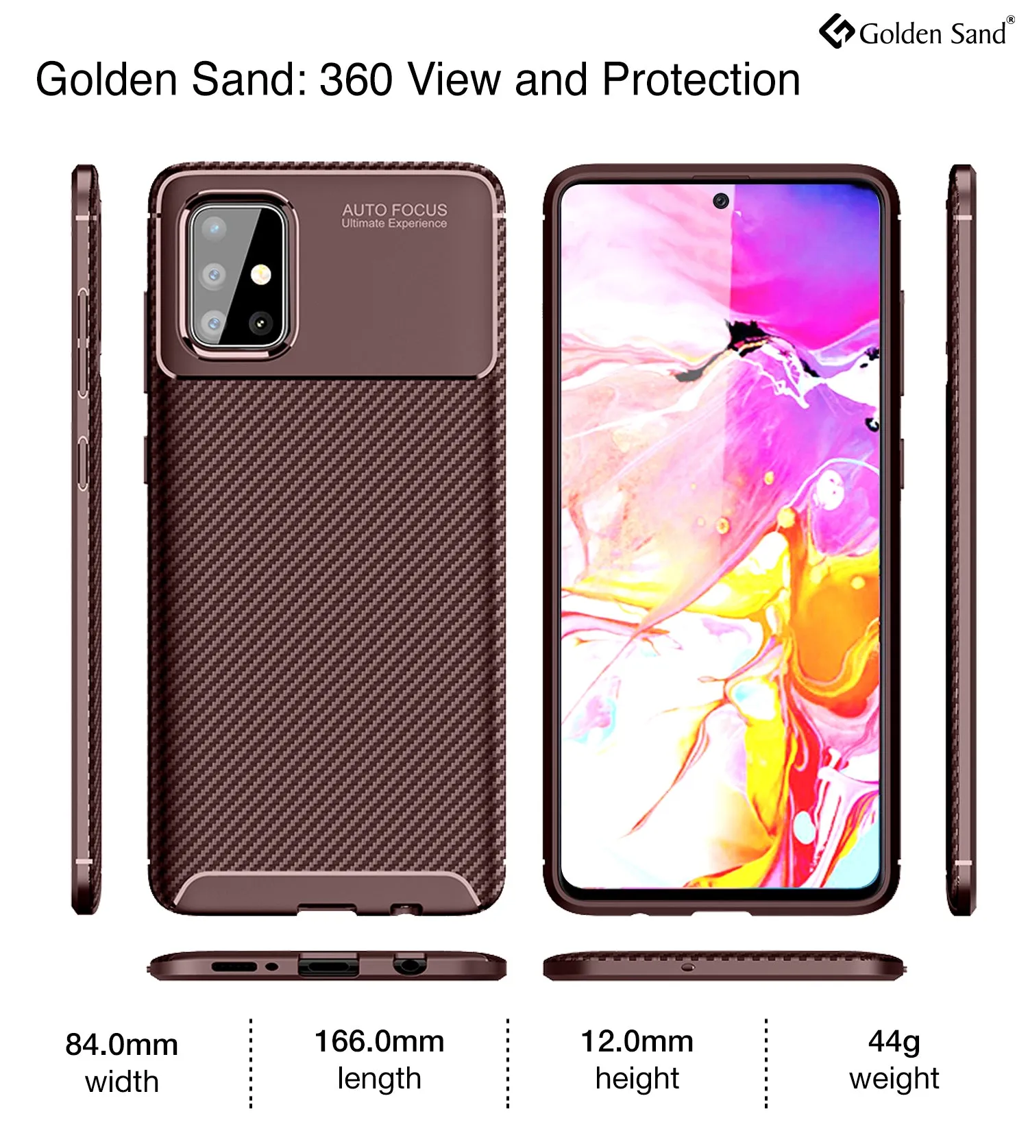 Aramid Fibre Series Shockproof Armor Back Cover for Samsung Galaxy A51 6.5 inch, Brown