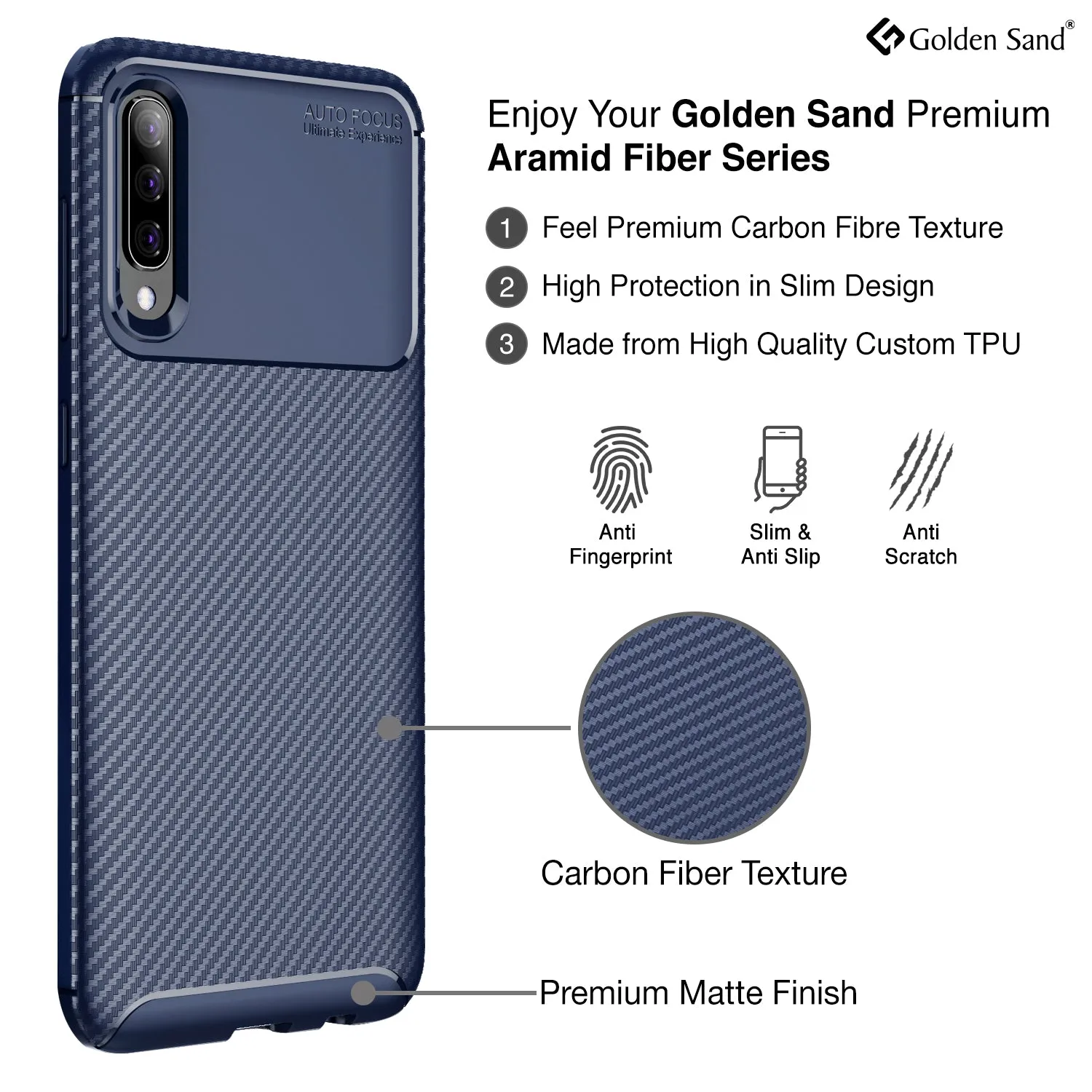 Aramid Fibre Series Shockproof Armor Back Cover for Samsung Galaxy A70, Samsung Galaxy A70s, 6.7 inch, Blue