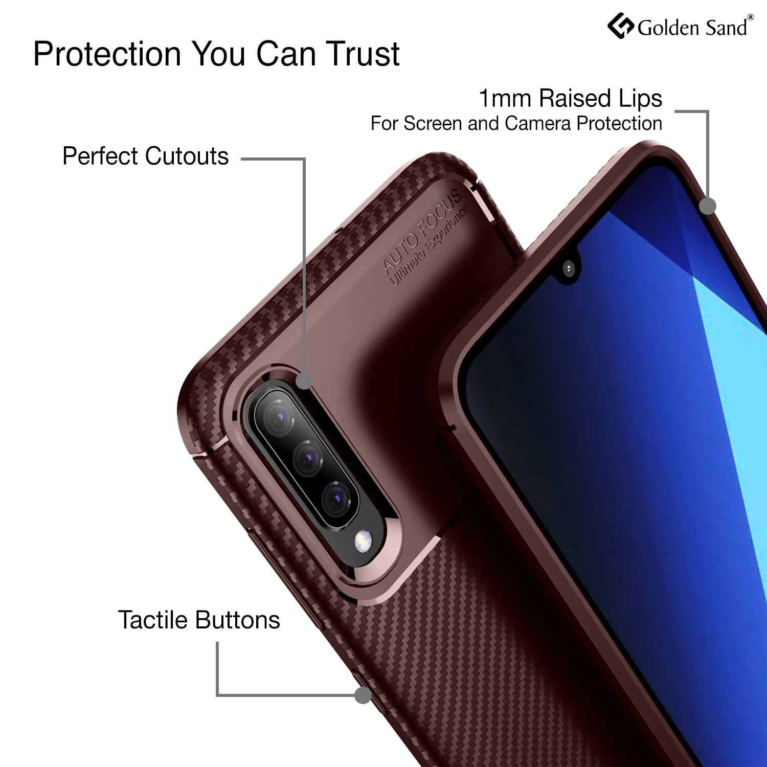 Aramid Fibre Series Shockproof Armor Back Cover for Samsung Galaxy A70, Samsung Galaxy A70s, 6.7 inch, Brown