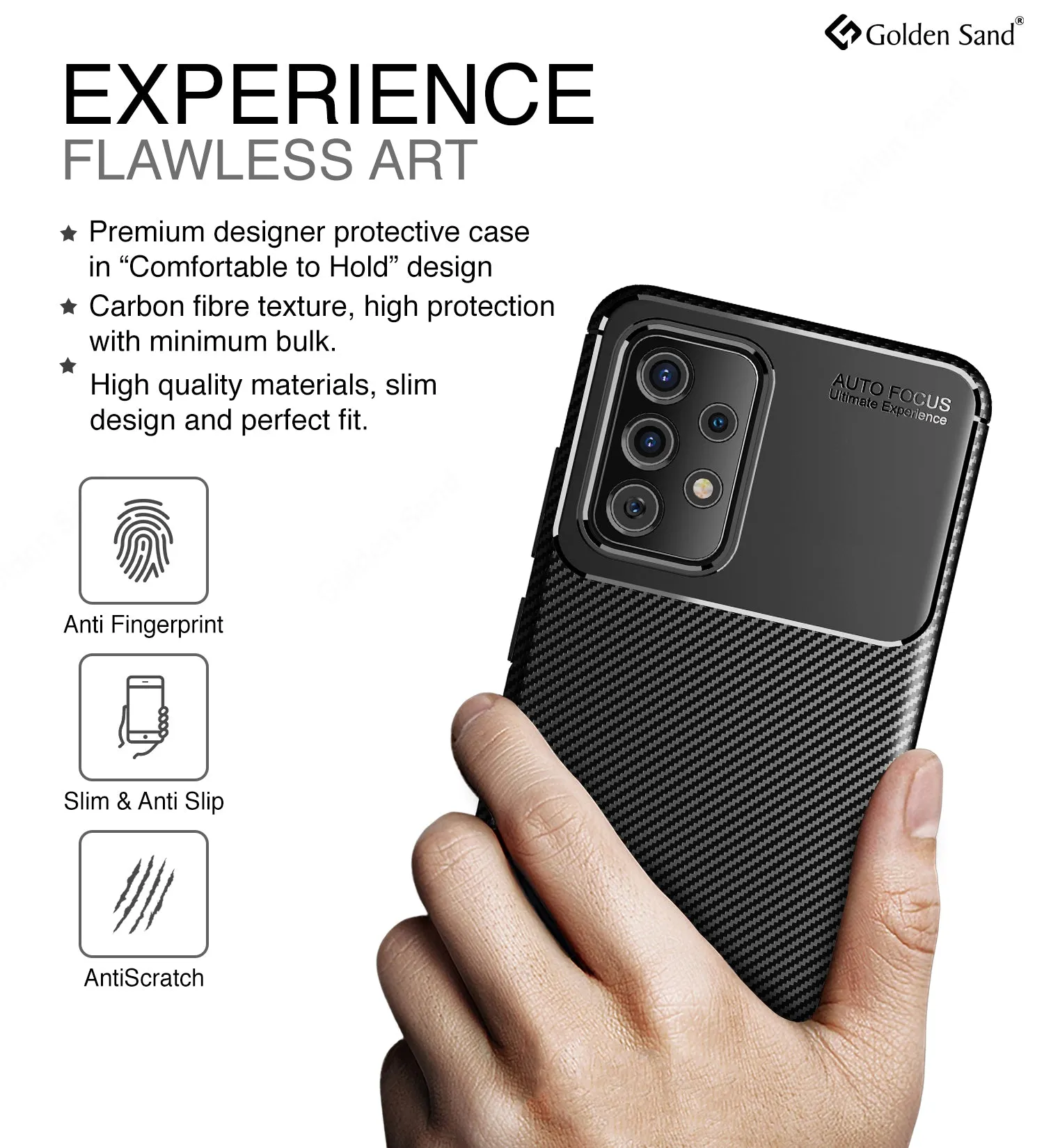 Aramid Fibre Series Shockproof Armor Back Cover for Samsung Galaxy A72, 6.7 inch, Black