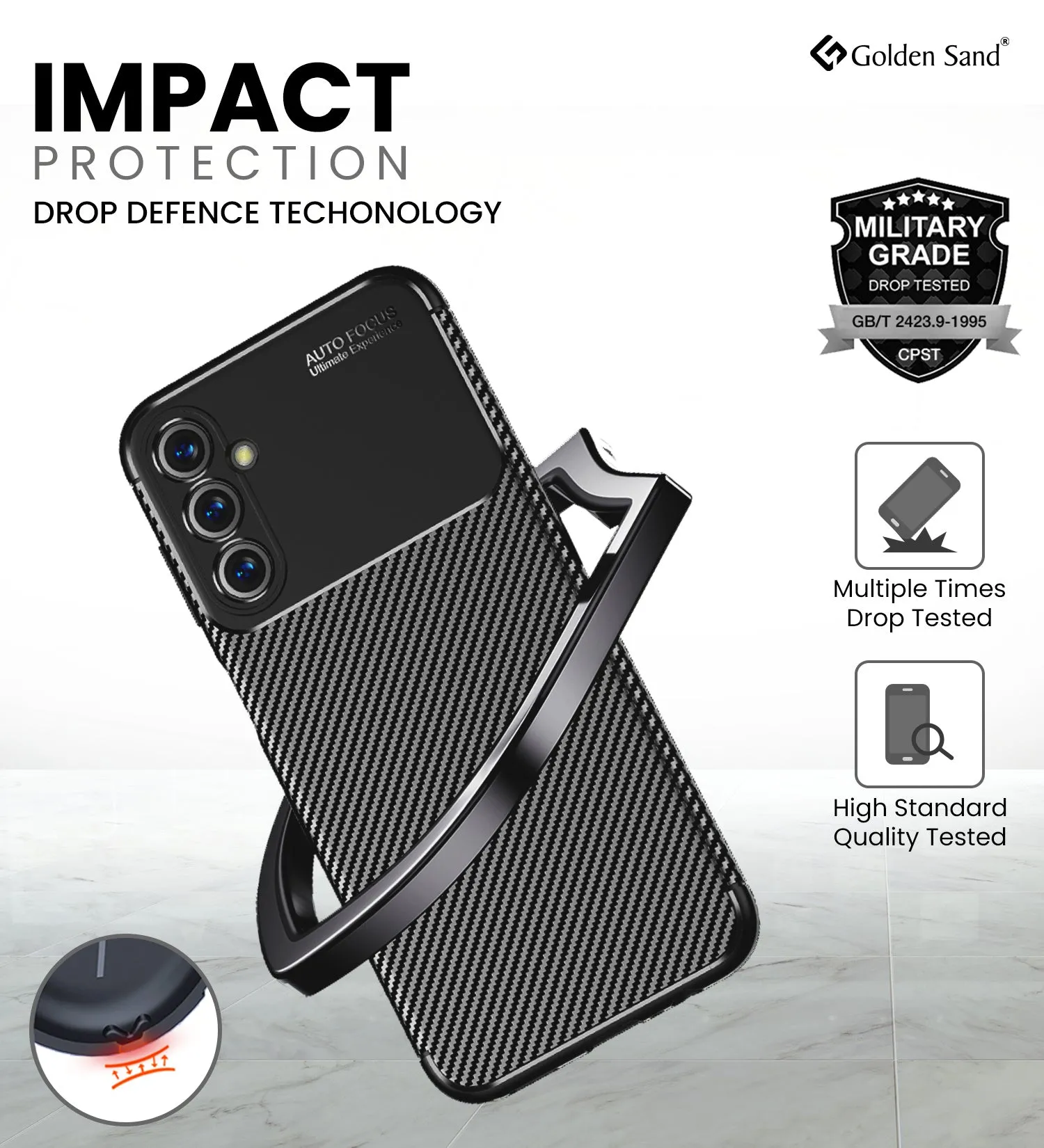 Aramid Fibre Series Shockproof Armor Back Cover for Samsung Galaxy F54 5G, 6.7 inch, Black