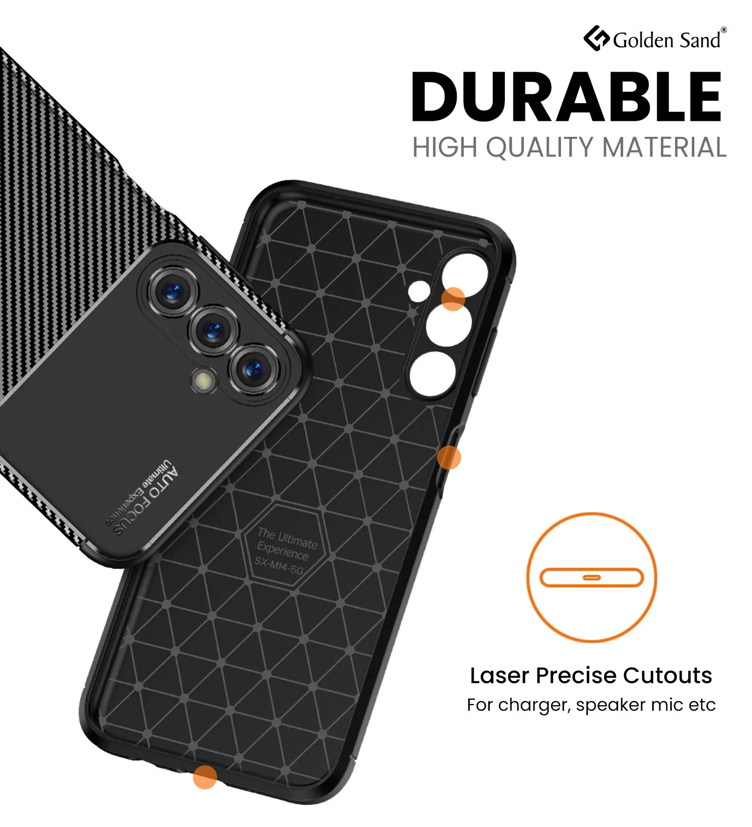 Aramid Fibre Series Shockproof Armor Back Cover for Samsung Galaxy M14 5G, 6.6 inch, Black