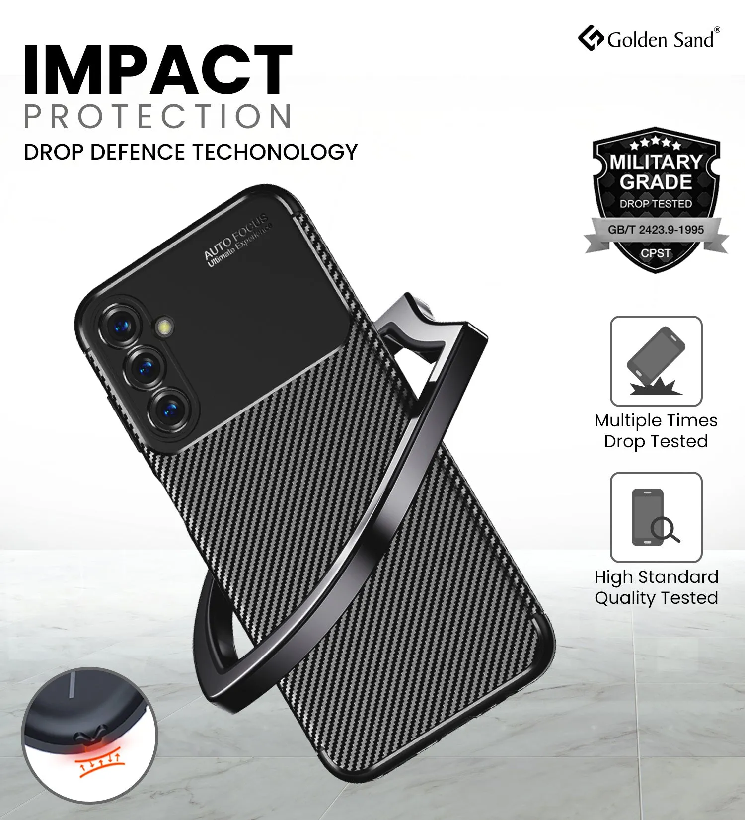 Aramid Fibre Series Shockproof Armor Back Cover for Samsung Galaxy M14 5G, 6.6 inch, Black