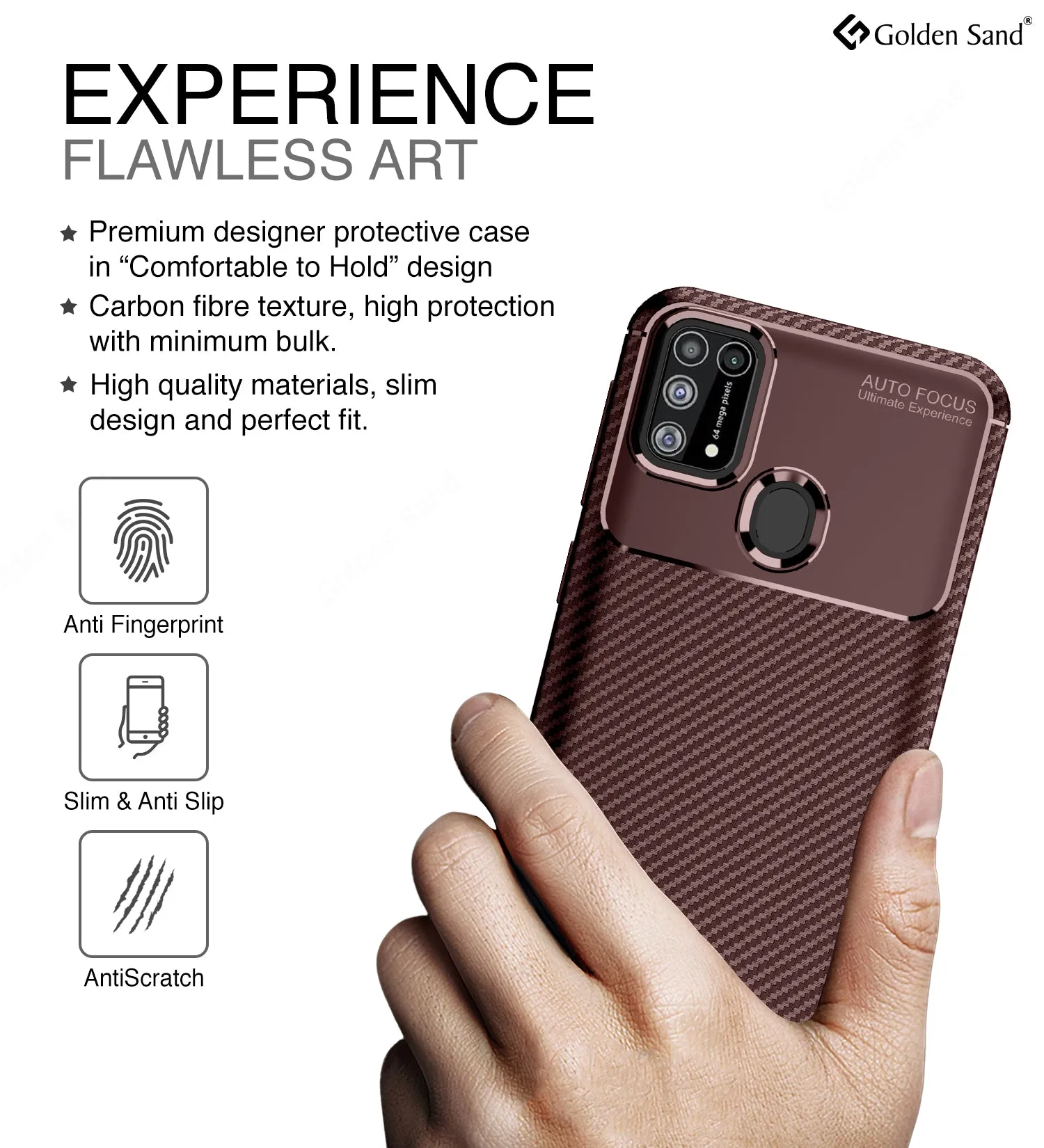 Aramid Fibre Series Shockproof Armor Back Cover for Samsung Galaxy M31, Samsung Galaxy F41 6.4 inch, Brown