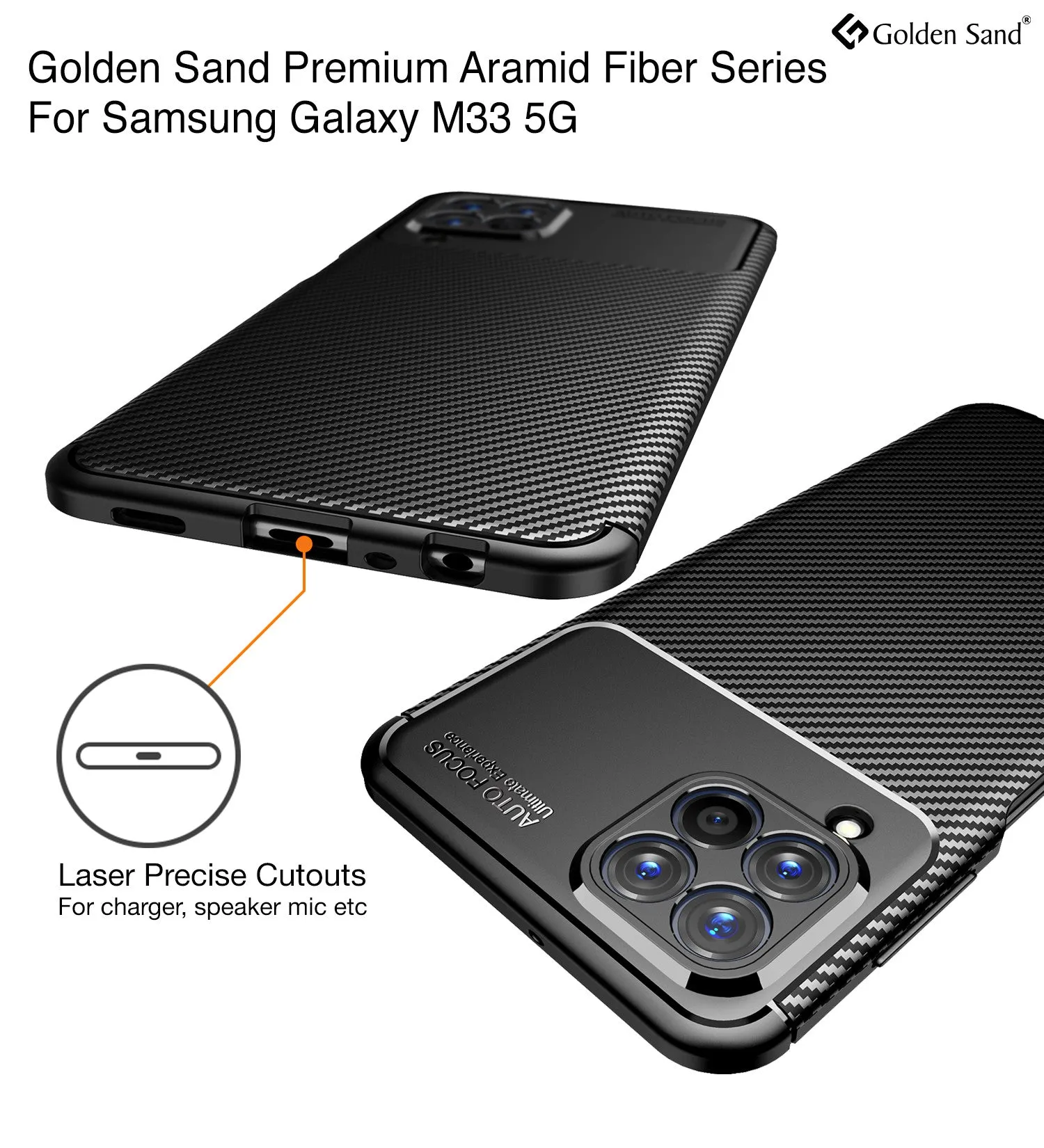 Aramid Fibre Series Shockproof Armor Back Cover for Samsung Galaxy M33 5G, 6.6 inch, Black