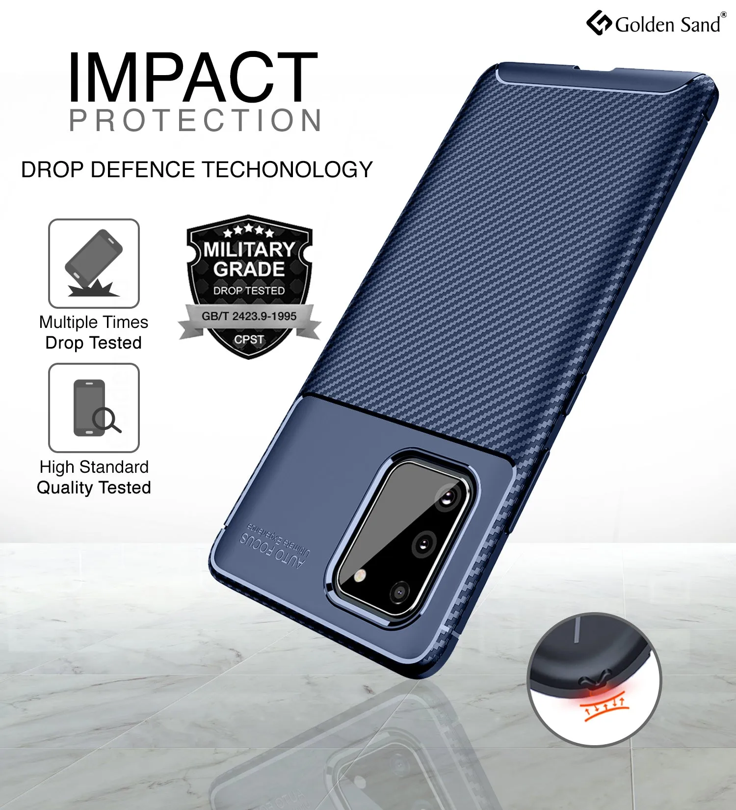 Aramid Fibre Series Shockproof Armor Back Cover for Samsung Galaxy S10 Lite 6.7 inch, Blue
