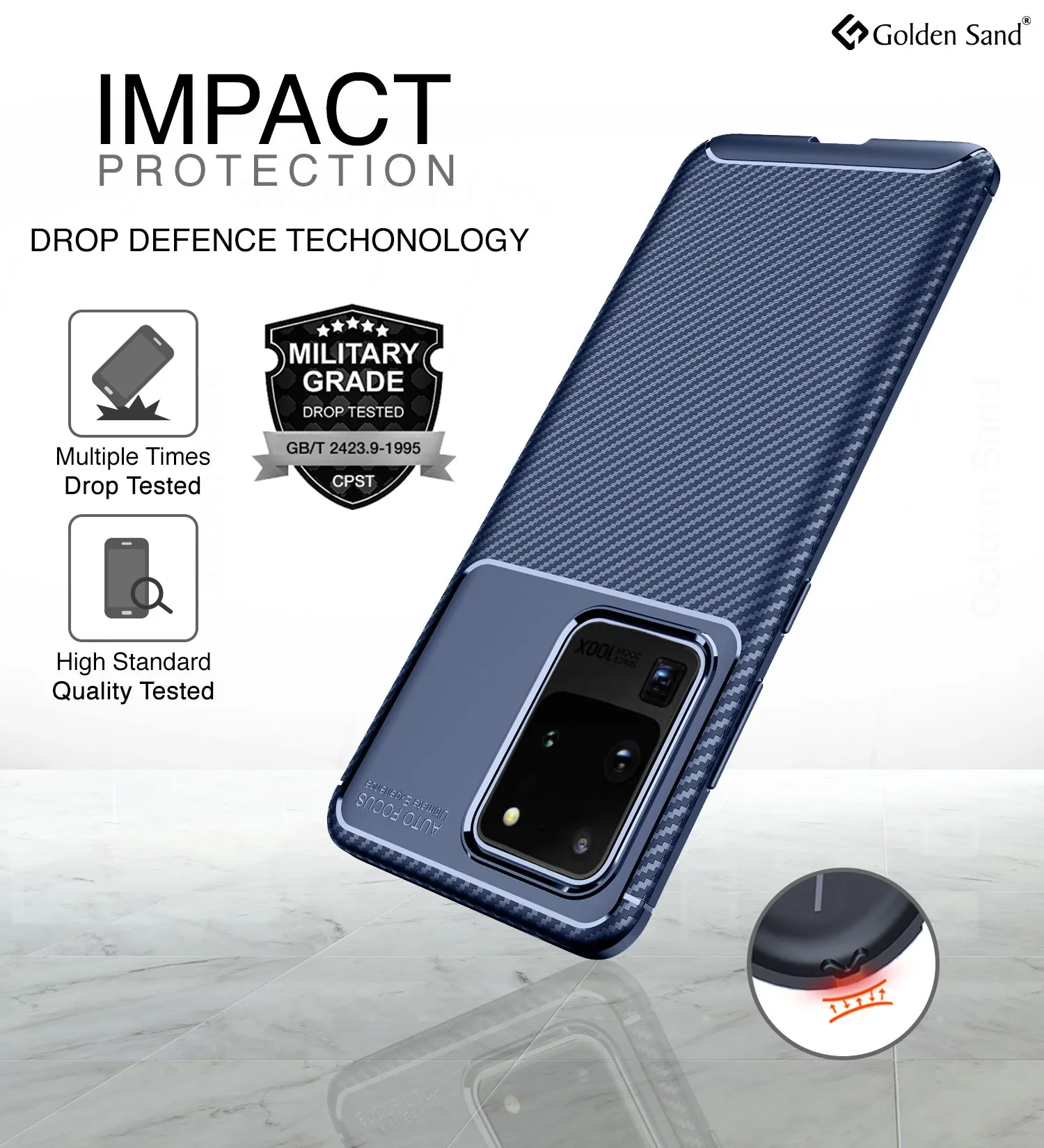 Aramid Fibre Series Shockproof Armor Back Cover for Samsung Galaxy S20 Ultra 6.9 inch, Blue