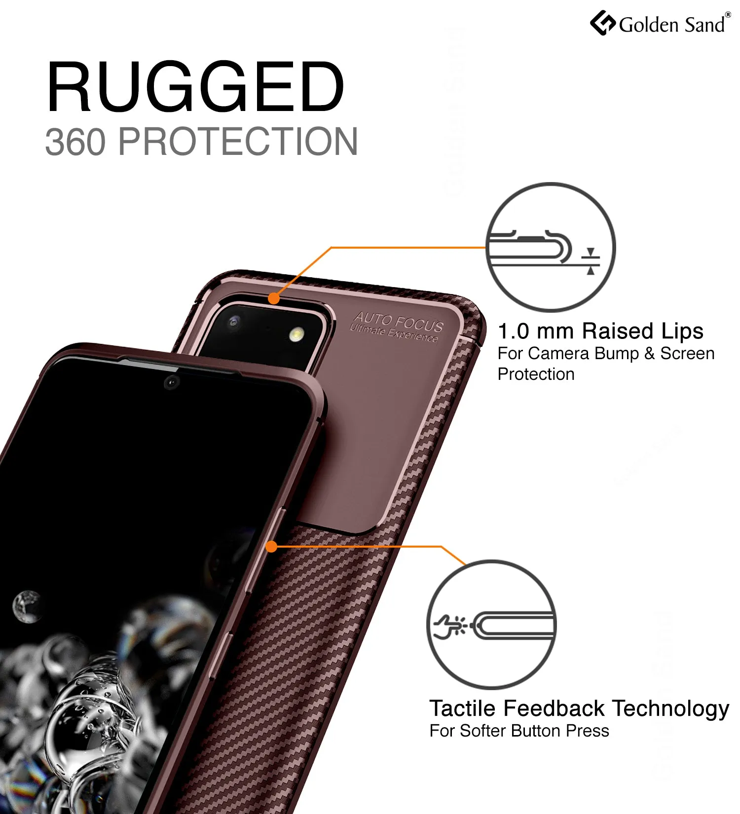Aramid Fibre Series Shockproof Armor Back Cover for Samsung Galaxy S20 Ultra 6.9 inch, Brown
