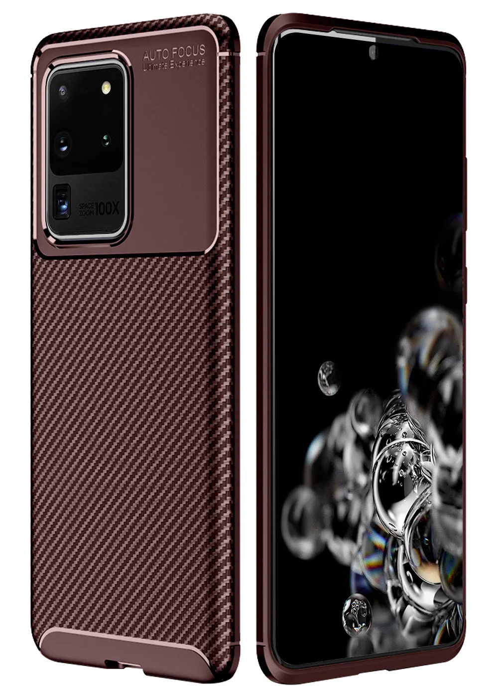Aramid Fibre Series Shockproof Armor Back Cover for Samsung Galaxy S20 Ultra 6.9 inch, Brown