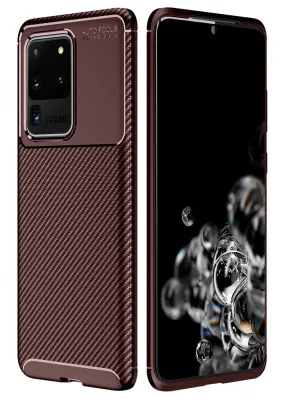 Aramid Fibre Series Shockproof Armor Back Cover for Samsung Galaxy S20 Ultra 6.9 inch, Brown