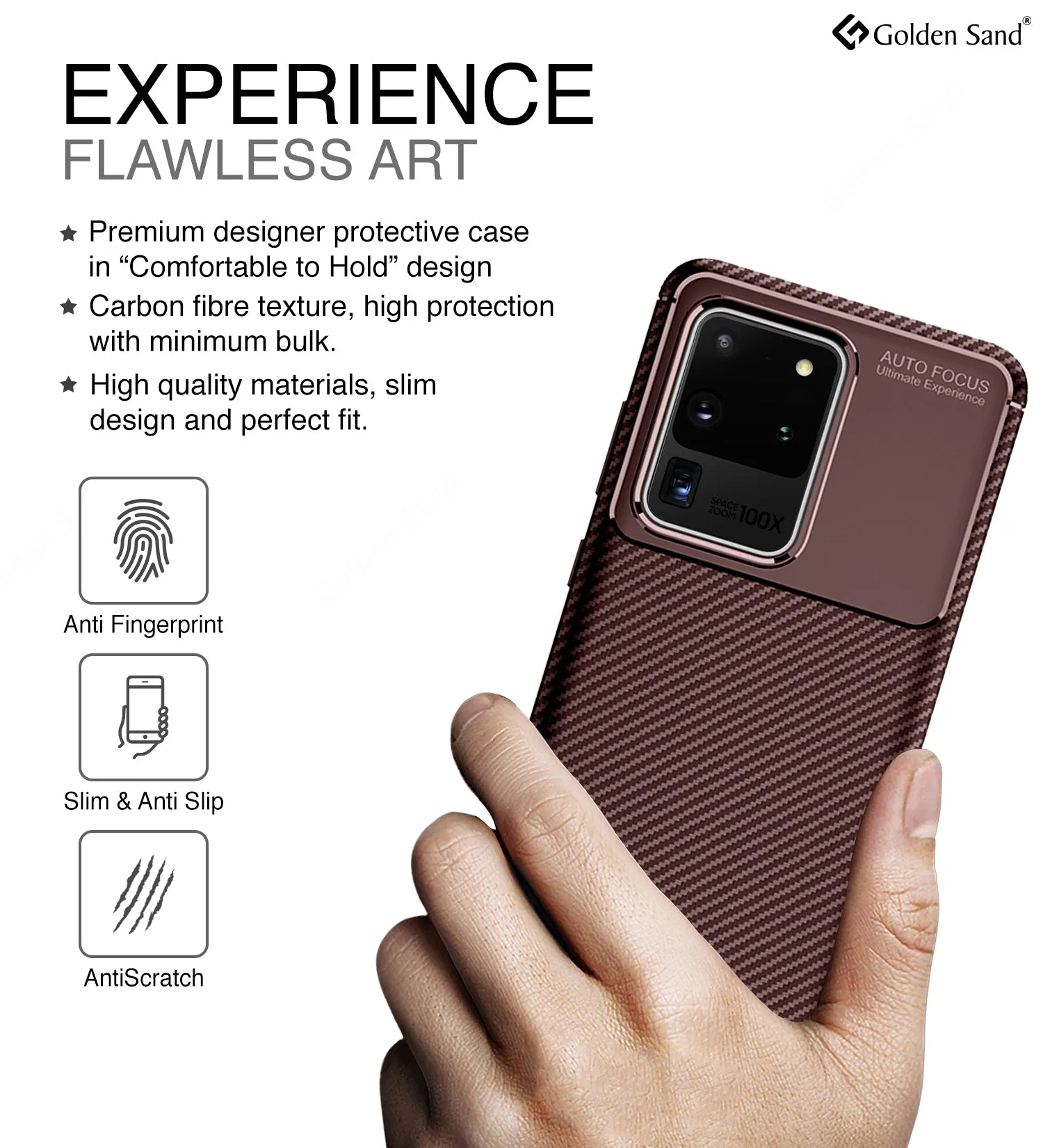 Aramid Fibre Series Shockproof Armor Back Cover for Samsung Galaxy S20 Ultra 6.9 inch, Brown