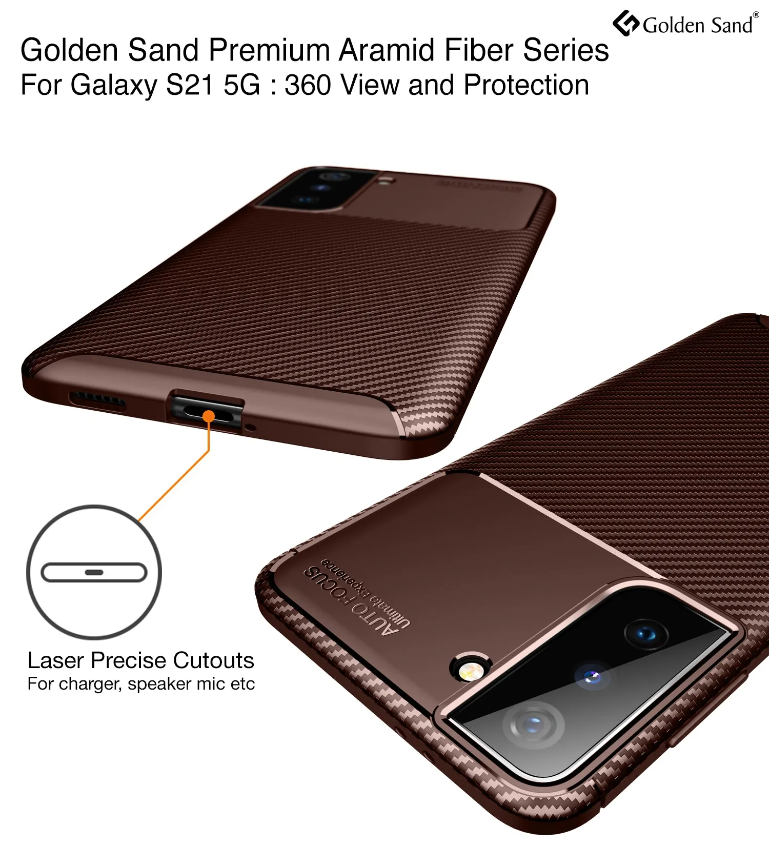Aramid Fibre Series Shockproof Armor Back Cover for Samsung Galaxy S21 5G, 6.2 inch, Pacific Brown