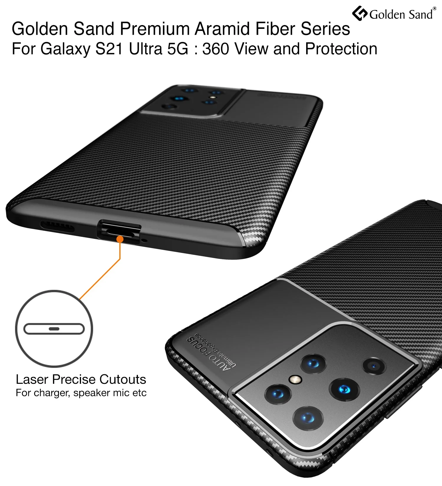 Aramid Fibre Series Shockproof Armor Back Cover for Samsung Galaxy S21 Ultra, 6.8 inch, Phantom Black