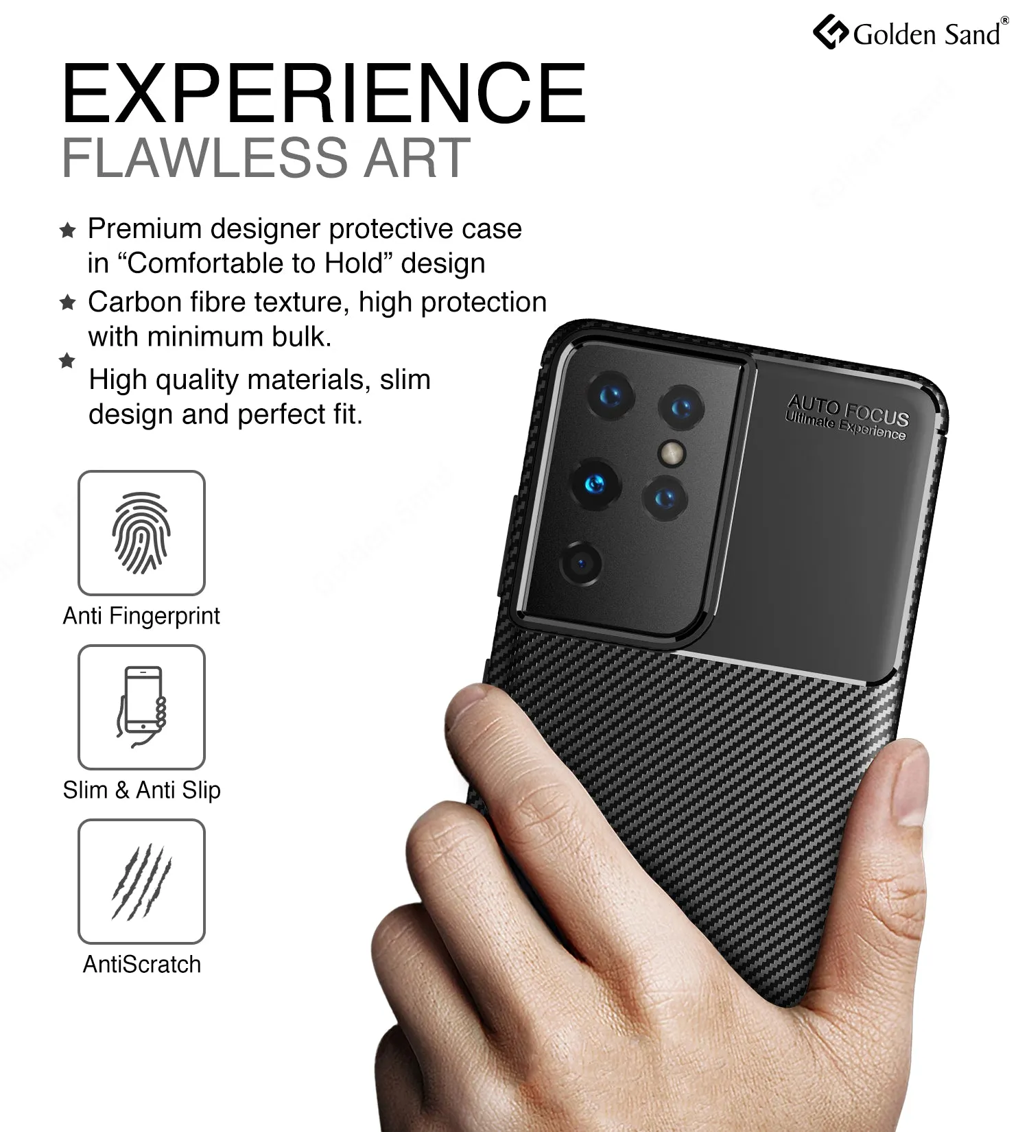 Aramid Fibre Series Shockproof Armor Back Cover for Samsung Galaxy S21 Ultra, 6.8 inch, Phantom Black