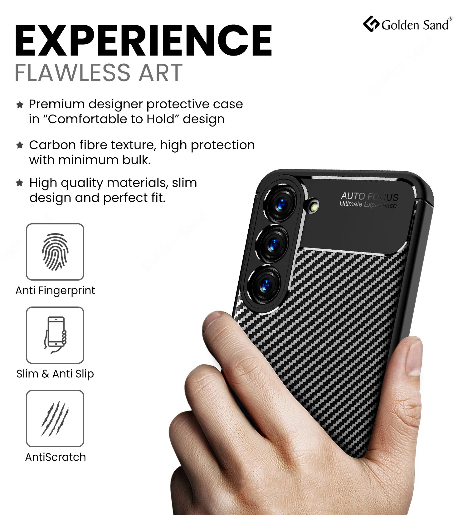 Aramid Fibre Series Shockproof Armor Back Cover for Samsung Galaxy S23  Plus 5G, 6.6 inch, Black