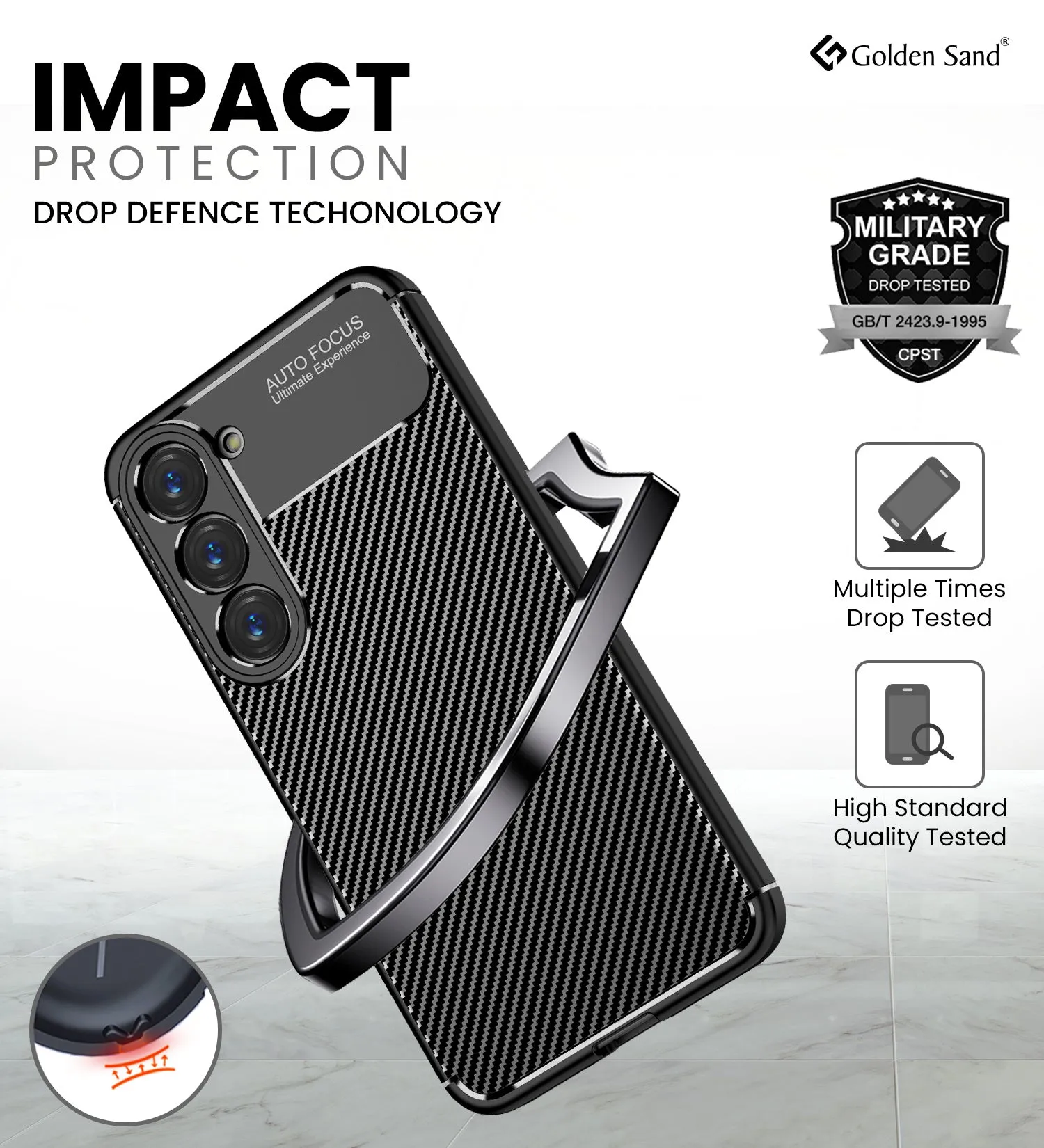 Aramid Fibre Series Shockproof Armor Back Cover for Samsung Galaxy S23  Plus 5G, 6.6 inch, Black