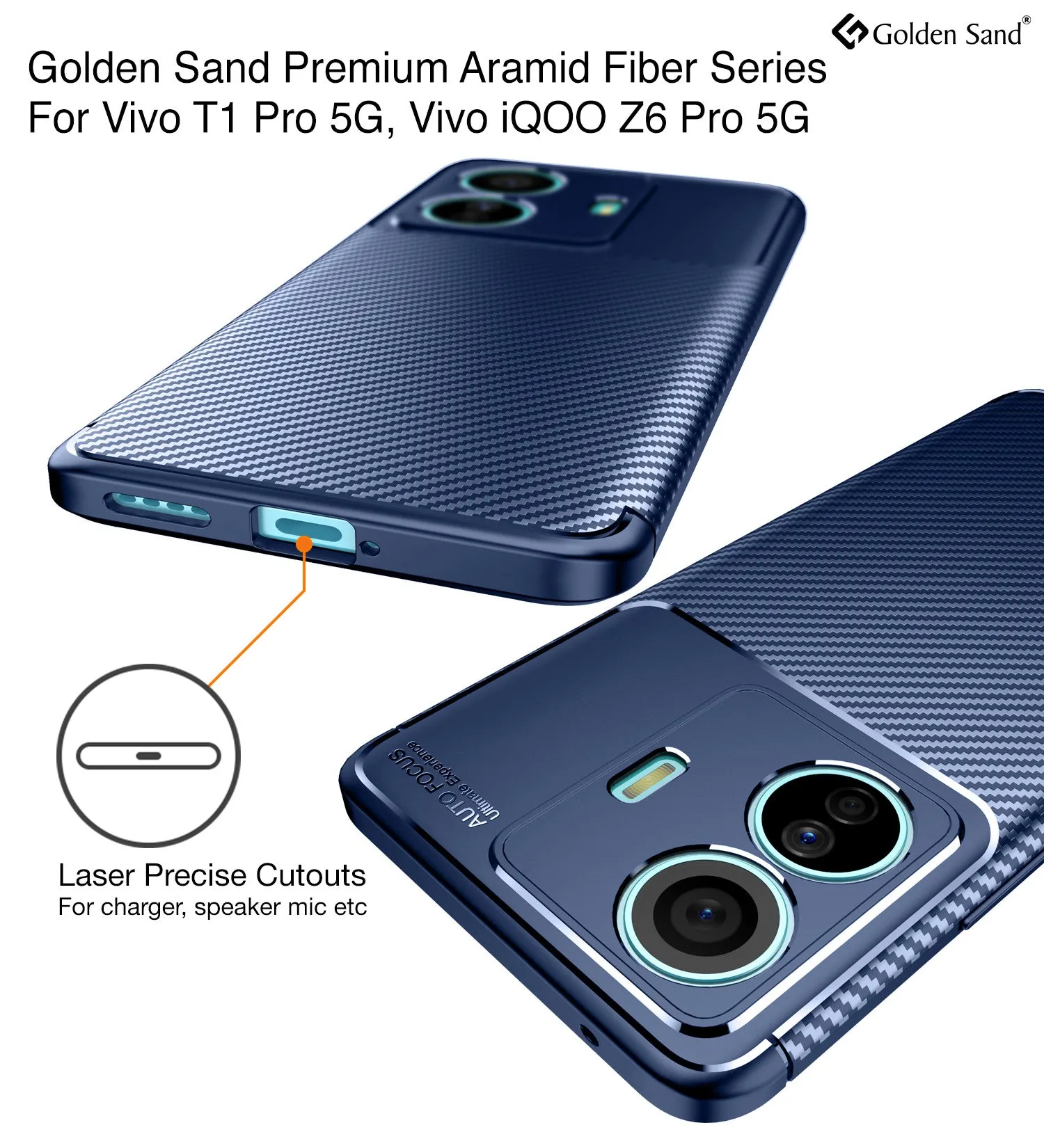 Aramid Fibre Series Shockproof Armor Back Cover for Vivo T1 Pro 5G, iQOO Z6 Pro 5G, 6.44 inch, Blue