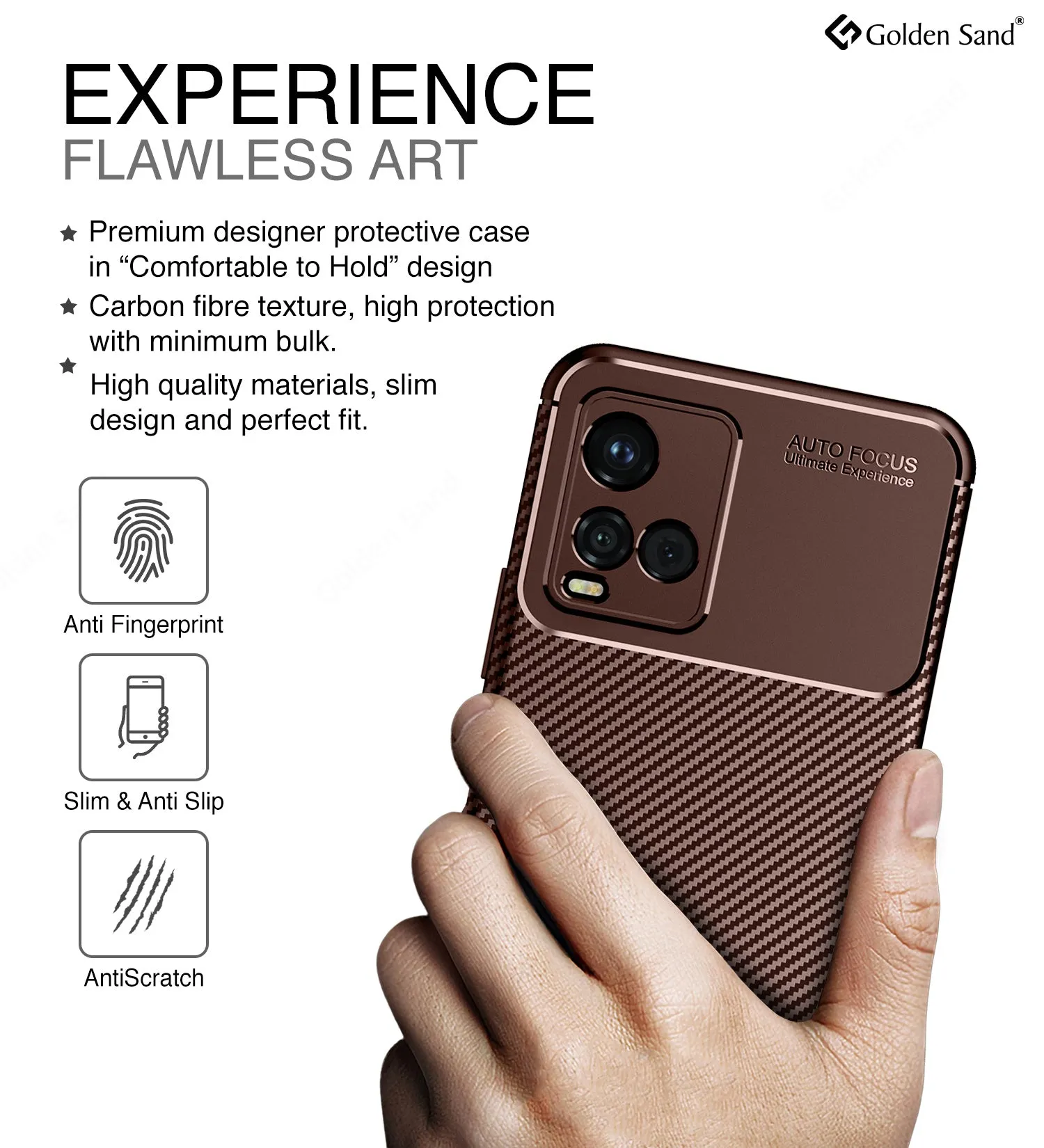 Aramid Fibre Series Shockproof Armor Back Cover for vivo T1x 4G, Vivo Y21A, Vivo Y21e, Vivo Y33T, Vivo Y21t, Y33s, Vivo Y21, 6.58 inch, Brown