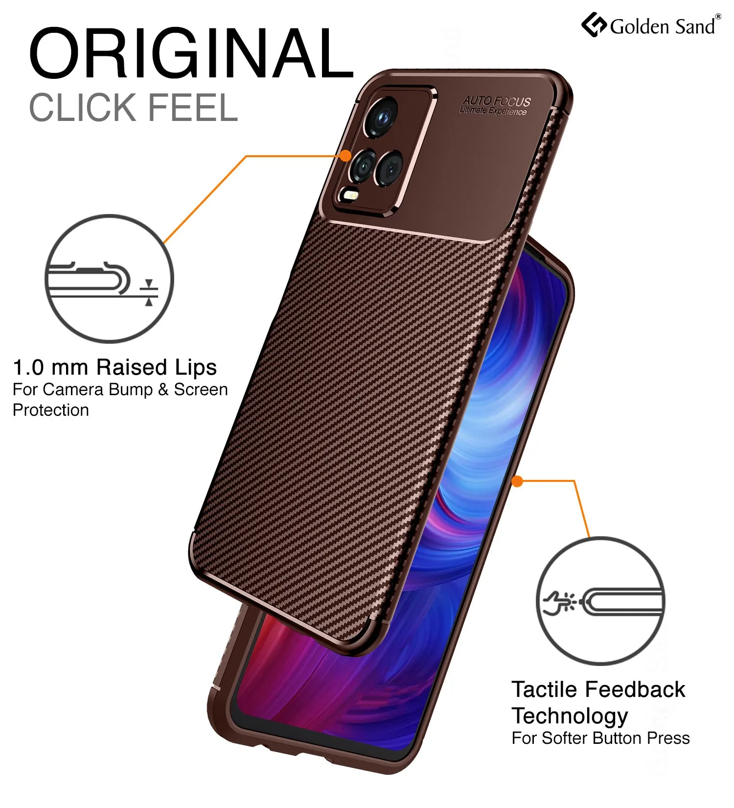 Aramid Fibre Series Shockproof Armor Back Cover for vivo T1x 4G, Vivo Y21A, Vivo Y21e, Vivo Y33T, Vivo Y21t, Y33s, Vivo Y21, 6.58 inch, Brown