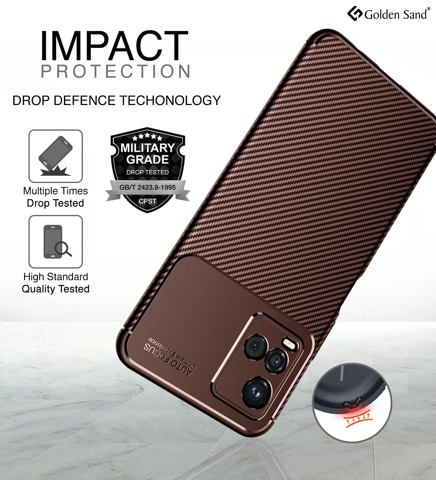 Aramid Fibre Series Shockproof Armor Back Cover for vivo T1x 4G, Vivo Y21A, Vivo Y21e, Vivo Y33T, Vivo Y21t, Y33s, Vivo Y21, 6.58 inch, Brown
