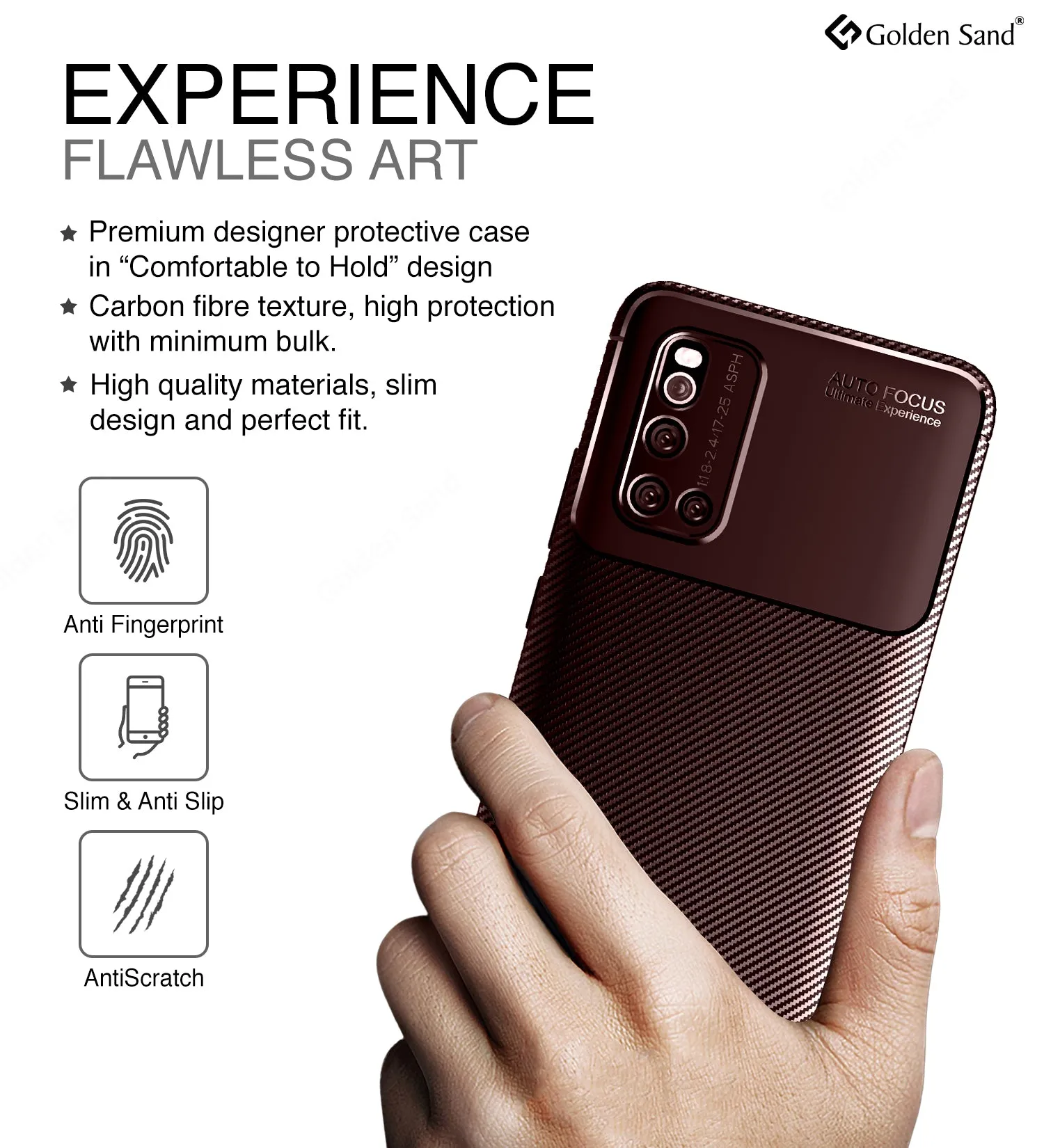 Aramid Fibre Series Shockproof Armor Back Cover for Vivo V19 6.44 inch, Brown