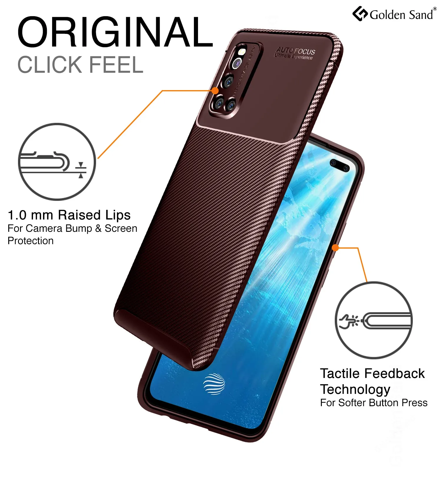 Aramid Fibre Series Shockproof Armor Back Cover for Vivo V19 6.44 inch, Brown