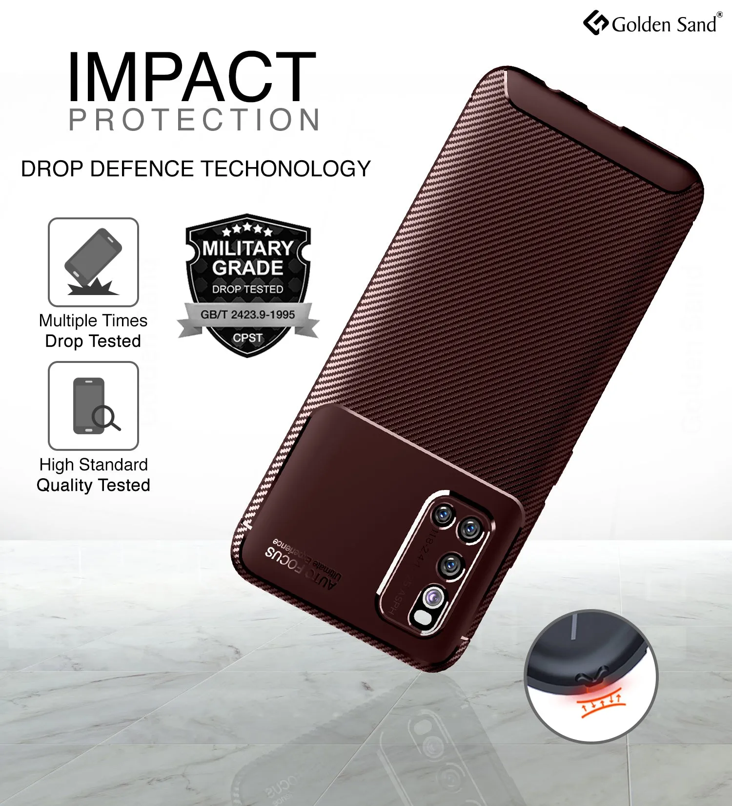 Aramid Fibre Series Shockproof Armor Back Cover for Vivo V19 6.44 inch, Brown