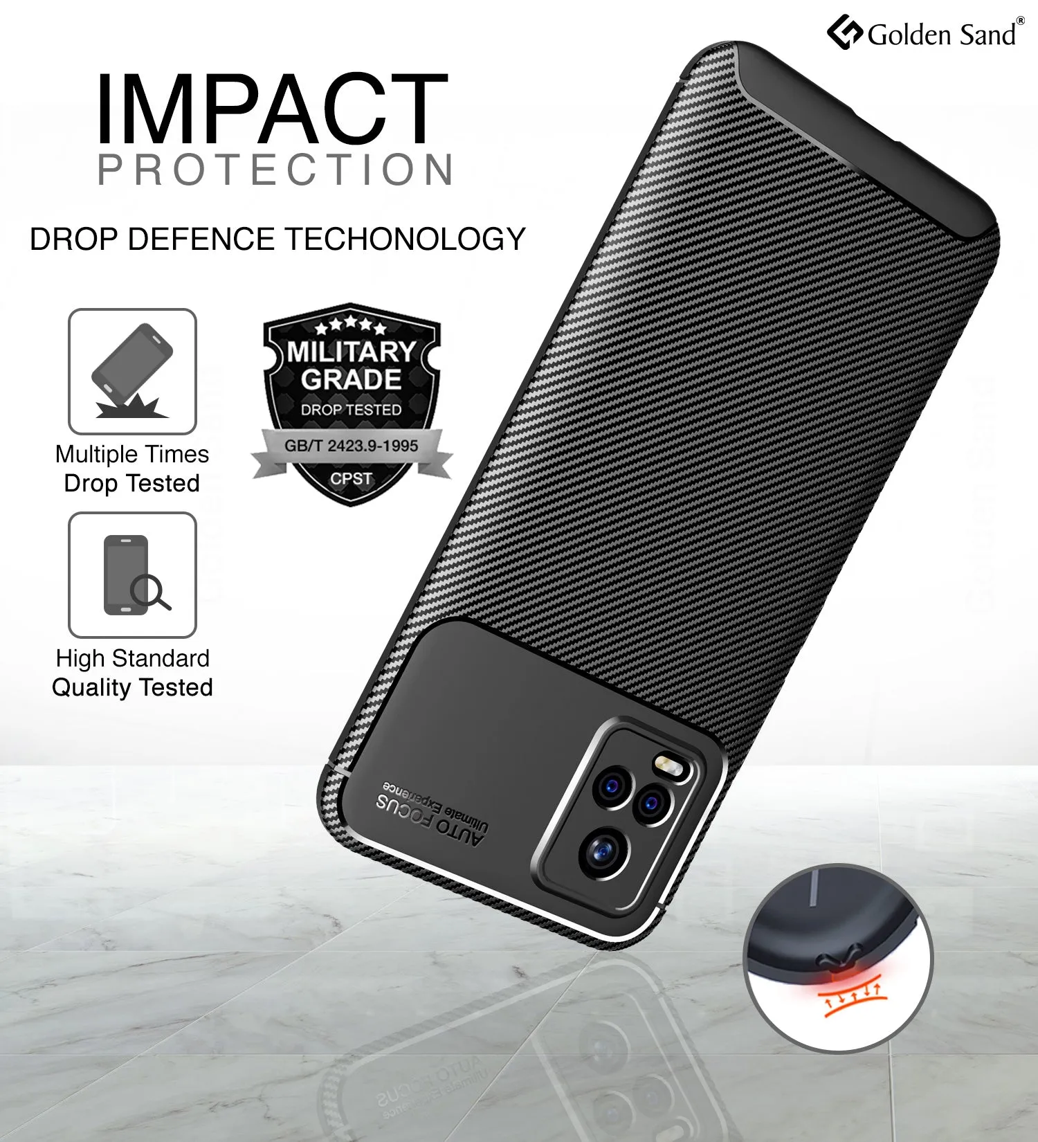 Aramid Fibre Series Shockproof Armor Back Cover for Vivo V20 Pro, Black
