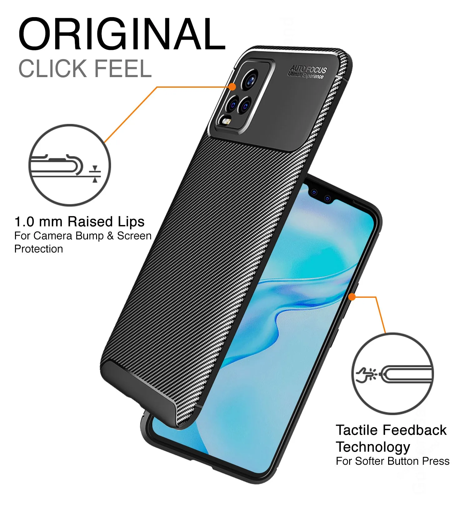 Aramid Fibre Series Shockproof Armor Back Cover for Vivo V20 Pro, Black