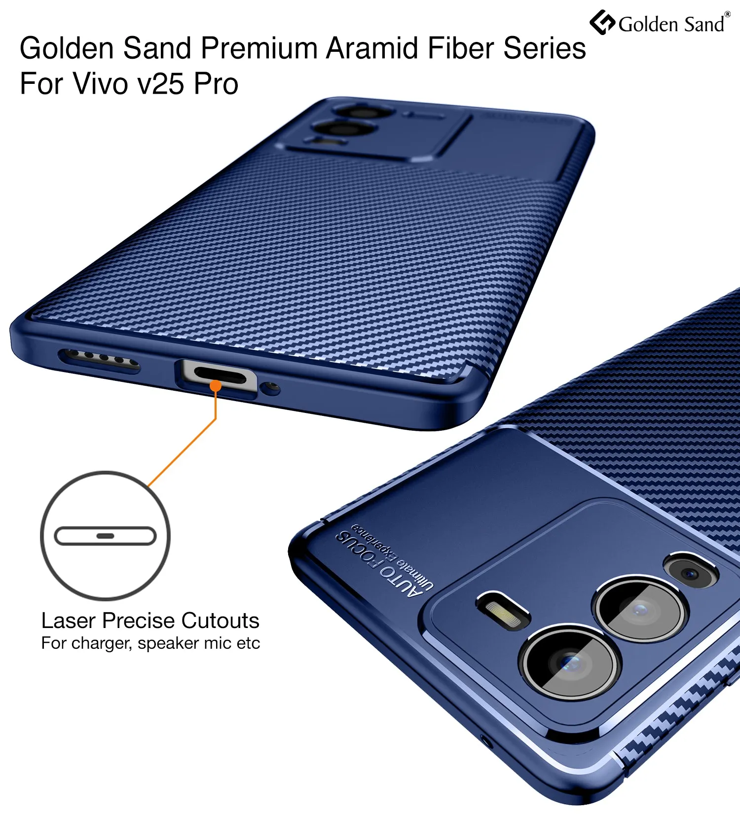 Aramid Fibre Series Shockproof Armor Back Cover for Vivo V25 Pro 5G, 6.56 inch, Blue