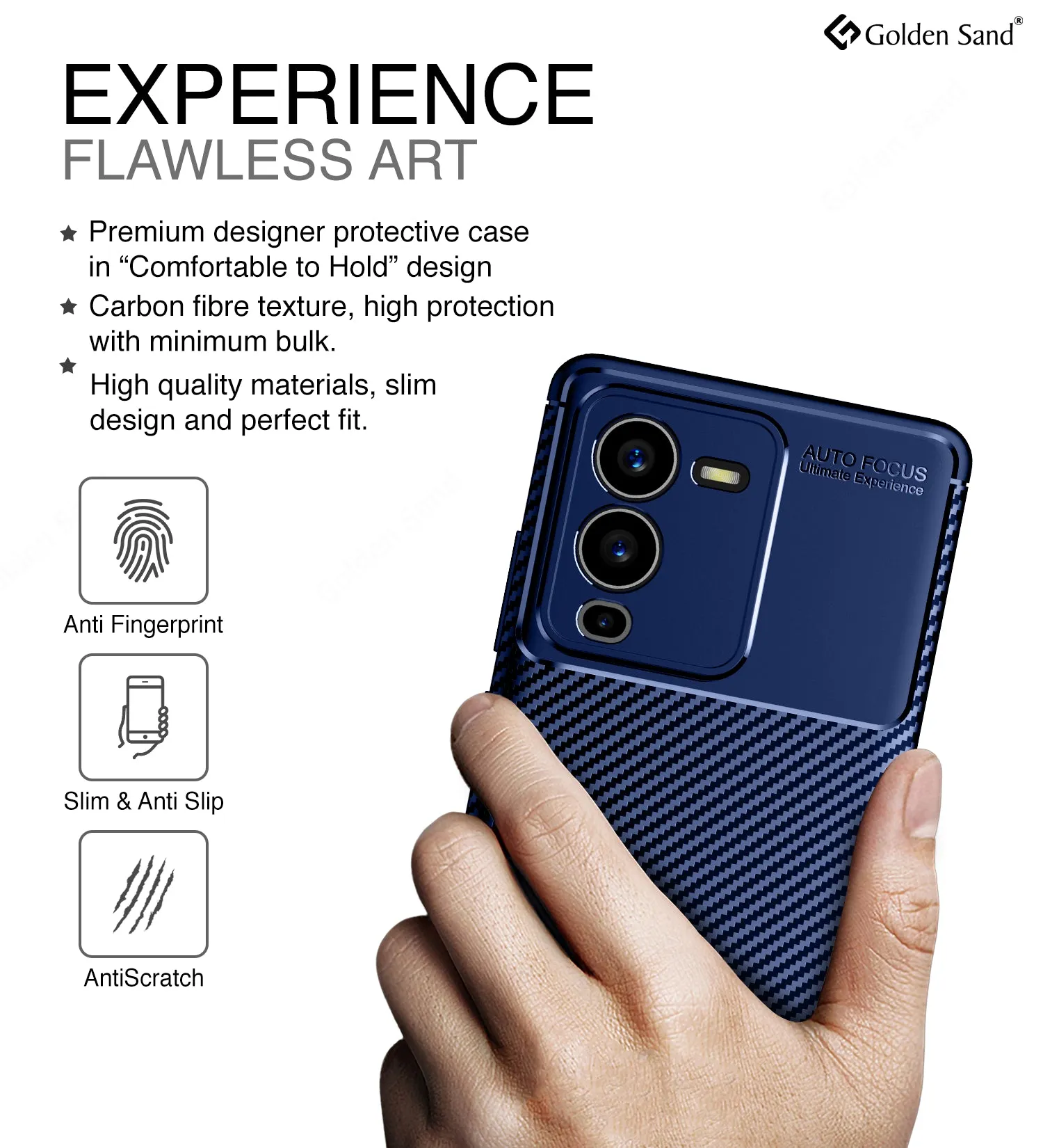 Aramid Fibre Series Shockproof Armor Back Cover for Vivo V25 Pro 5G, 6.56 inch, Blue