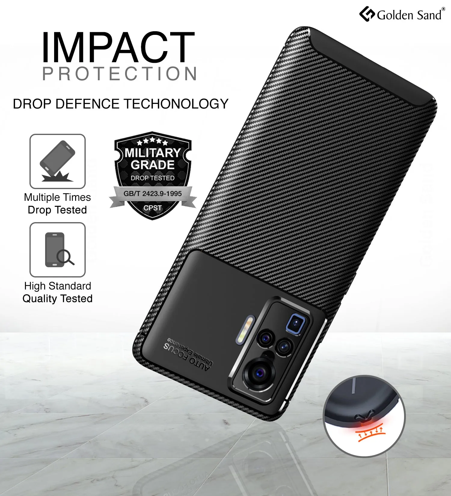Aramid Fibre Series Shockproof Armor Back Cover for Vivo X50 Pro, 6.56 inch, Black